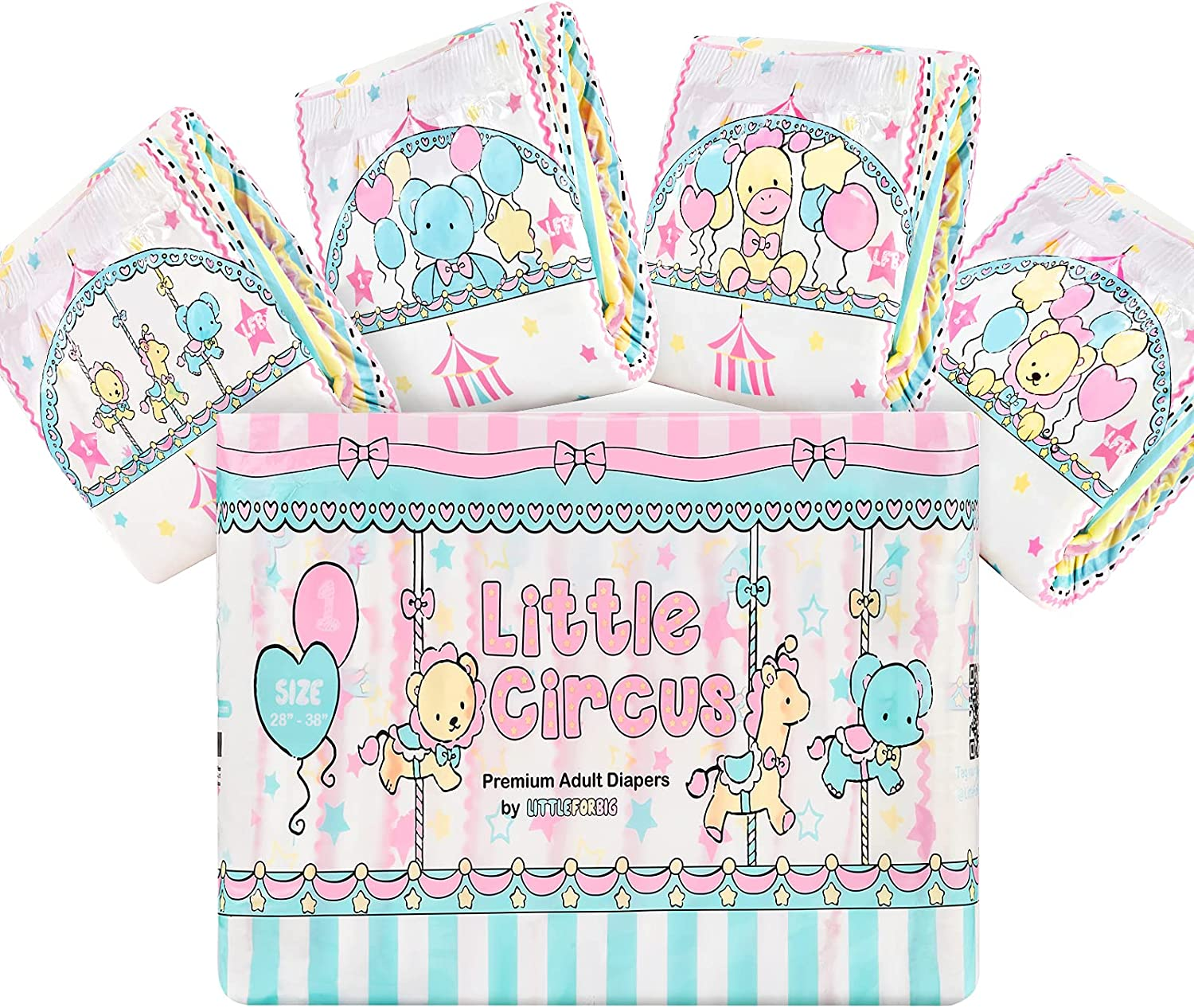 Littleforbig Adult Printed Diaper 10 Pieces - Little Circus L image number 6