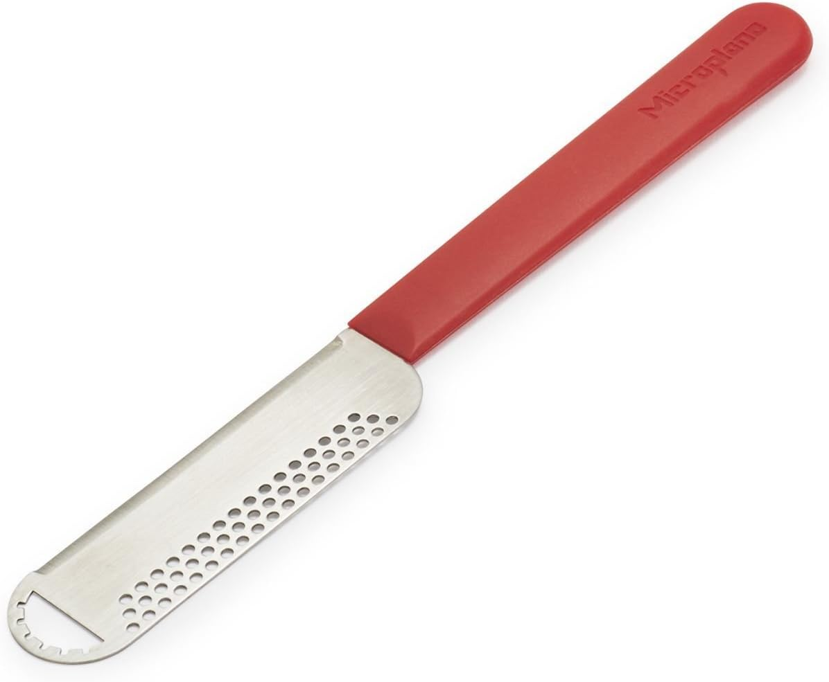 Microplane Butter Blade Knife - Versatile Butter Spreader with Precision Blade for Effortless Spreading, Clean Slicing, and Decorative Butter Curls, Ergonomic Handle for Comfortable Grip - Red