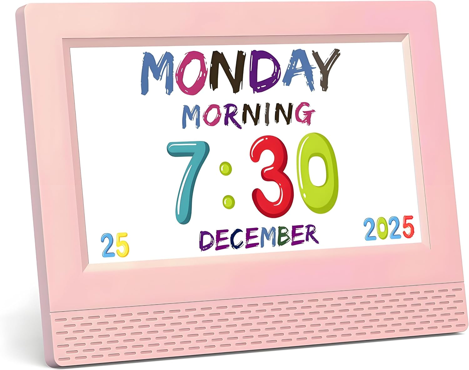 Kids Alarm Clock Colorful, 7 Inch LED Display Eye-Caring Digital Alarm Clock for Girls Boys Bedroom Decor, Children'S Sleep Trainer Bedside Clock, 17 Alarm Clock Setting Easy to Use Kids Birthday Gift