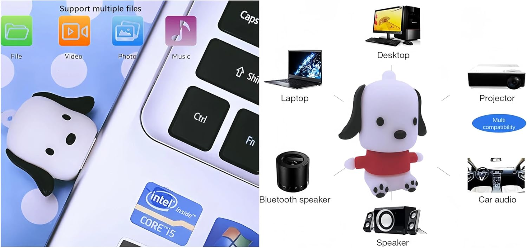 128GB USB 3.0 Flash Drive Puppy Dog Shape Thumb Drive Zip Drive Cartoon USB Stick Cute Lovely Memory Stick Animal Jump Drive High Speed Pen Drive Data Storage with Jewelry Bag Gift image number 5