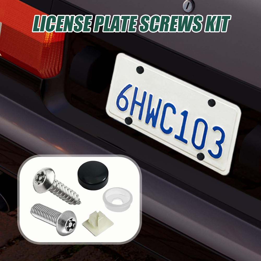 Anti Theft License Plate Screws Kits, Tamper Resistant Licence Plate Kit, 1/4"(M6) Security Screws, Rust Proof Stainless Steel Bolts Fasteners Kit for Front Rear Frame Holder Mounting image number 1