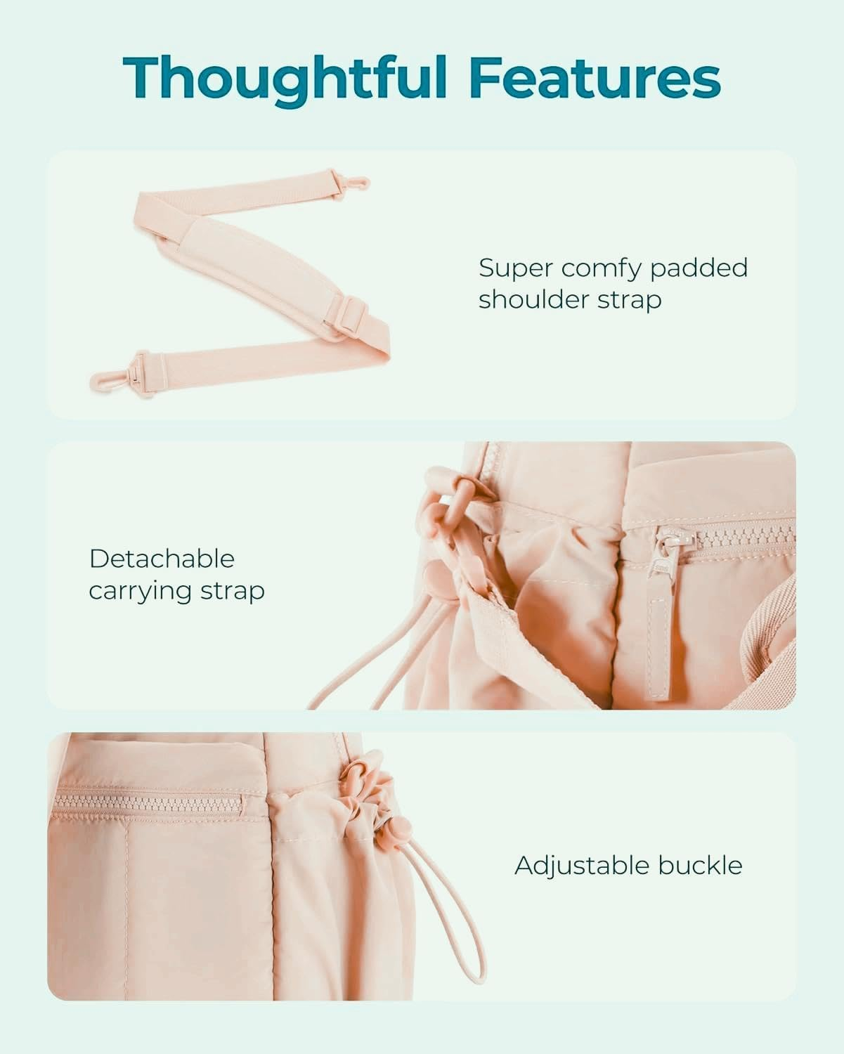 Gym Bag for Women, Duffle Bag for Travel with Wet Pocket, Lightweight Carry on Weekender Duffel, Water Resistant,Pink image number 2