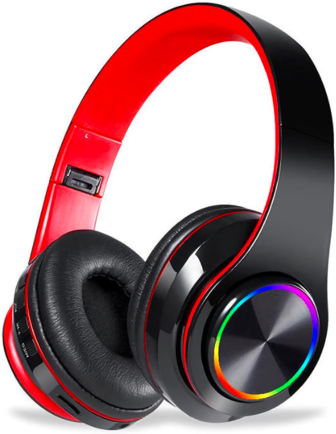 Wireless Bluetooth Headphones-Colorful Lights/Foldable/Built-In Microphone-Bluetooth 5.0/10 M Range/Stereo Surround/Comfortable Affixed Ears (White 1)