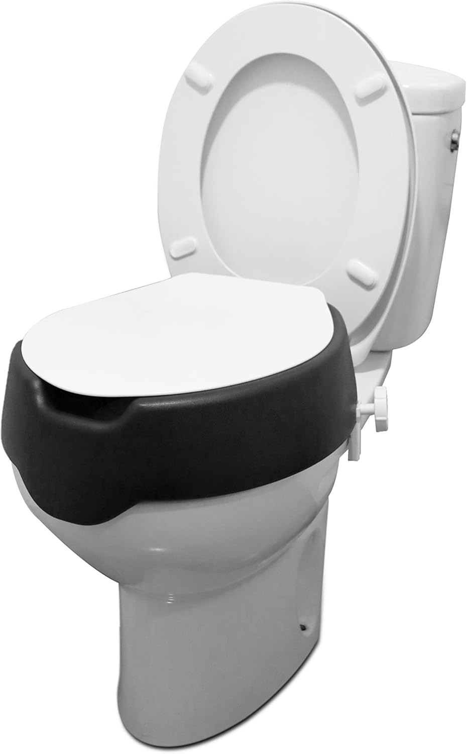 KMINA - Soft Toilet Seat with Lid 10 Cm, Toilet Booster Seat for Seniors, Raised Toilet Seat 10 Cm, Toilet Attachment for Seniors, Booster Seat Toilet, Toilet Seat Raisers, Black image number 3