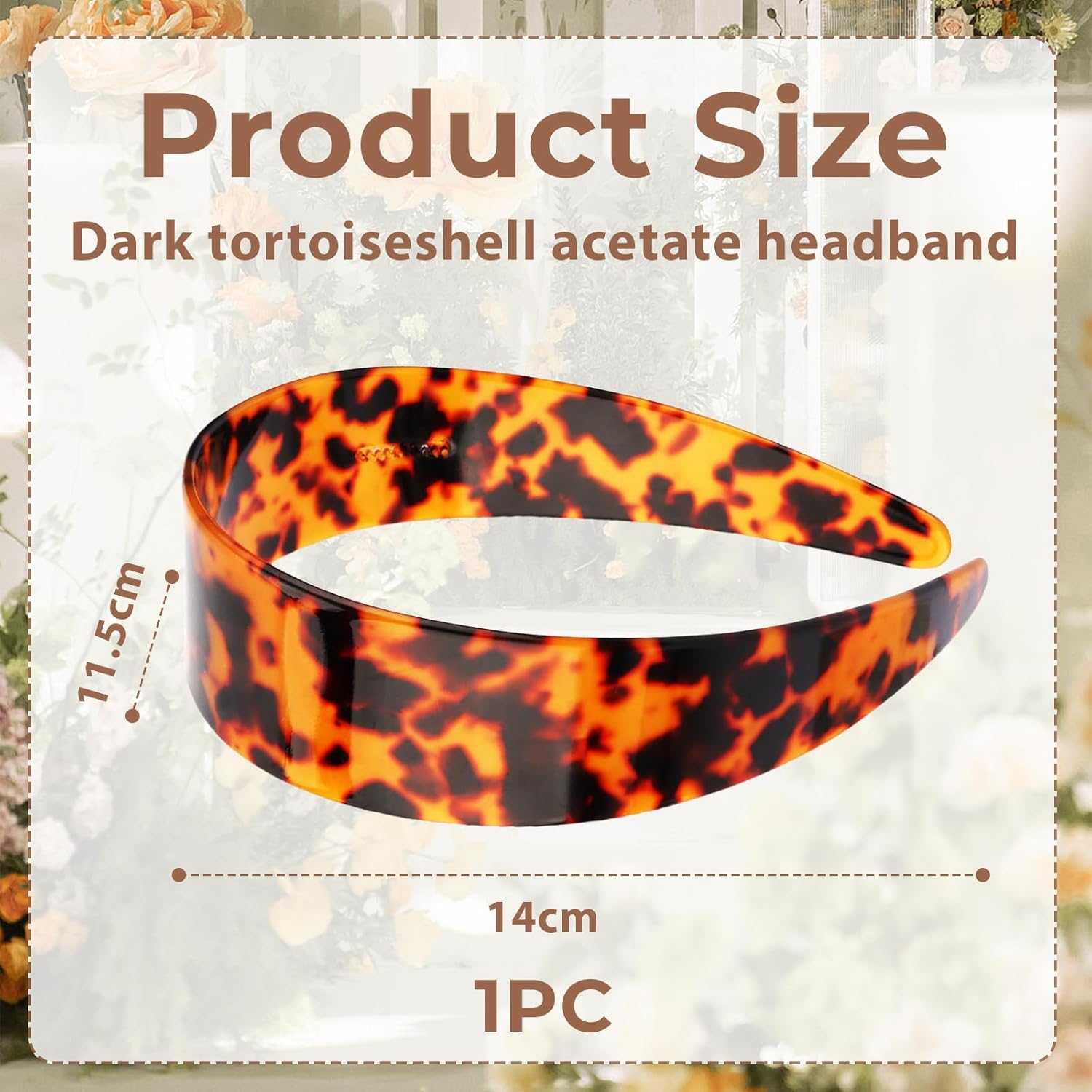 Auroriel Tortoise Shell Hair Comb Headband Wide Leopard Pattern Acetate Hairband for Women No Slipping Headache Pressure Comfortable Headbands image number 1