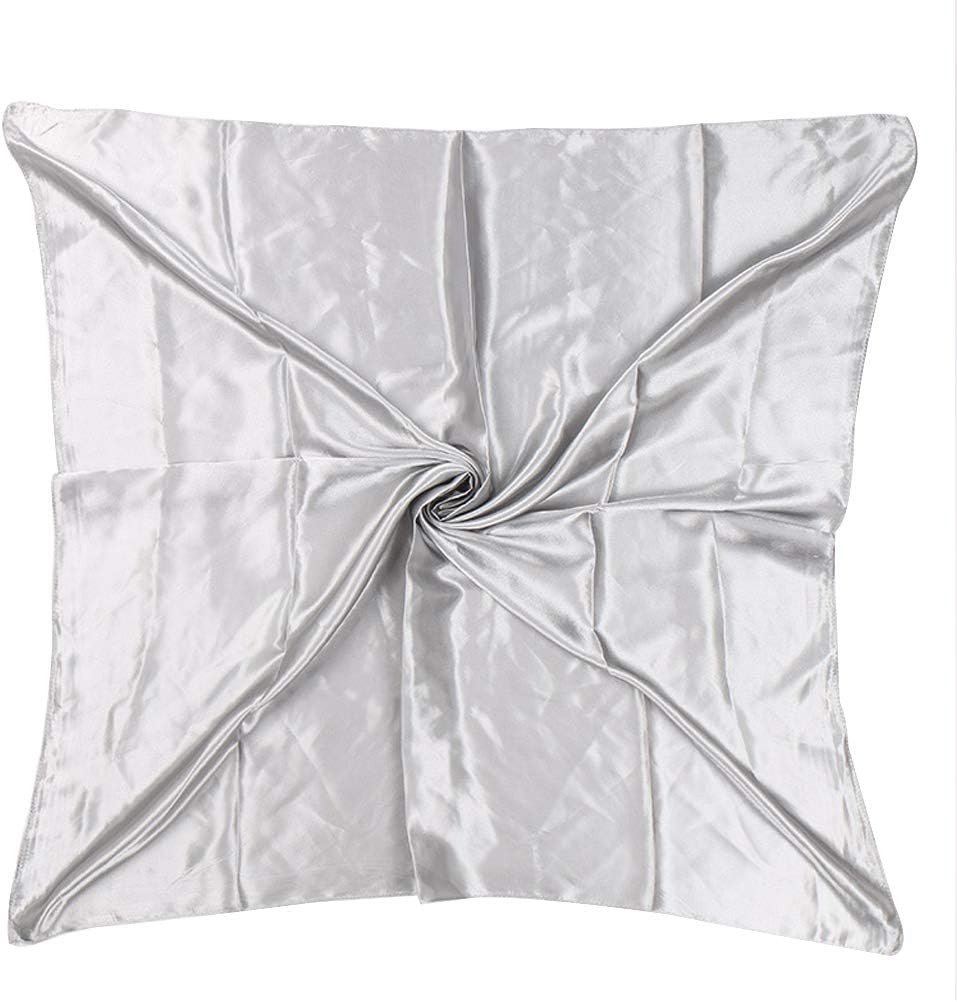 ASUITOFK 35" Womens Large Satin Square Scarf Silk Feeling Hair Wrapping Gift Headscarf Scarves - Black image number 4