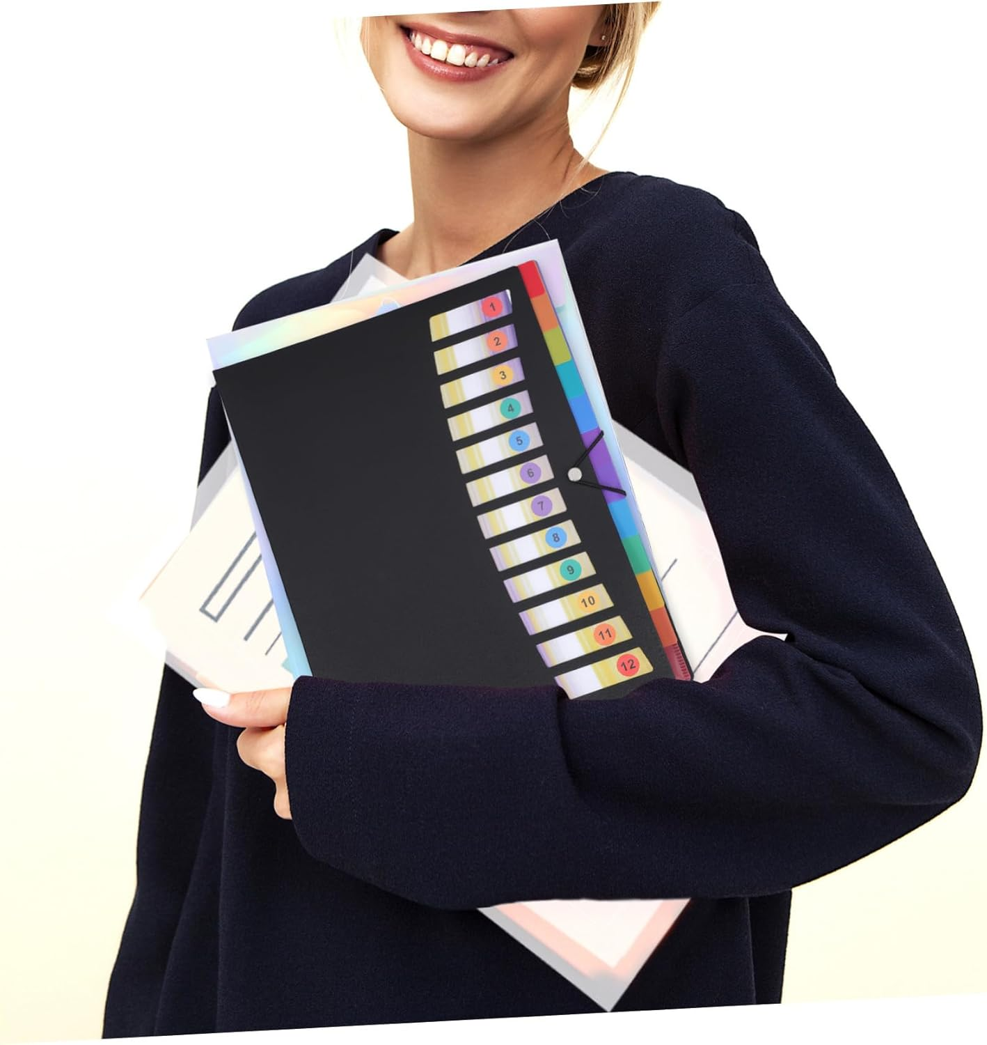 CAXUSD File Organiser Expanding Document Folder Rope Button Seal Large Capacity Pocket Folder for Travel Office School image number 2