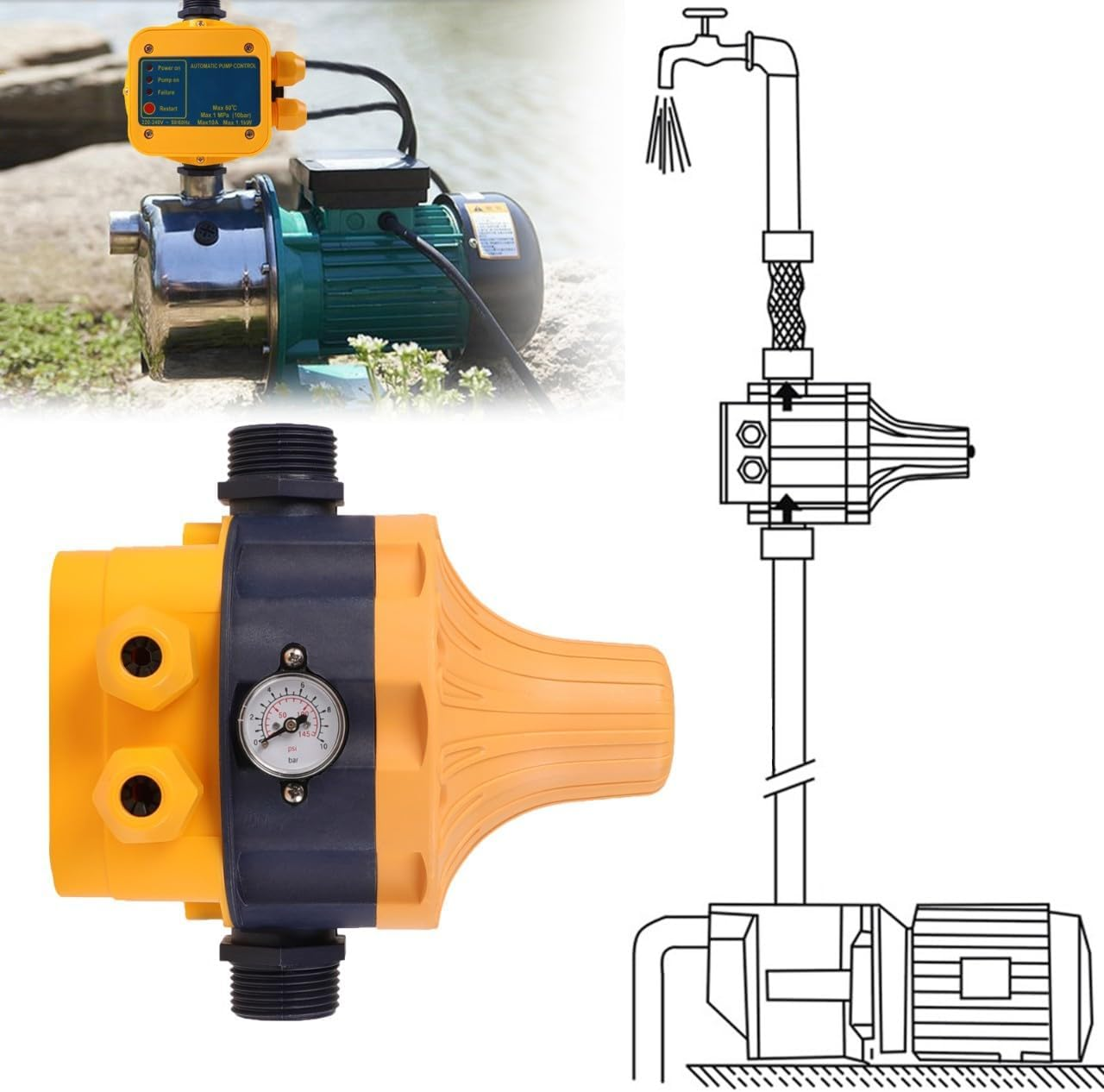 Tootoo Automatic Water Pump Controller Pressure Electric Switch image number 2
