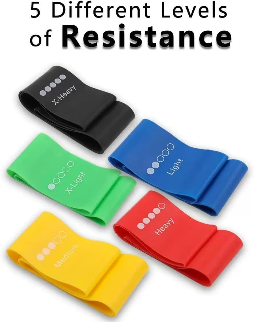 HAOQYUYN Resistance Bands for Working Out, Elastic Exercice Loop Bands for Physical Therapy, Yoga Starter Set of Stretch Bands for Booty Legs, Pilates Flexbands image number 4