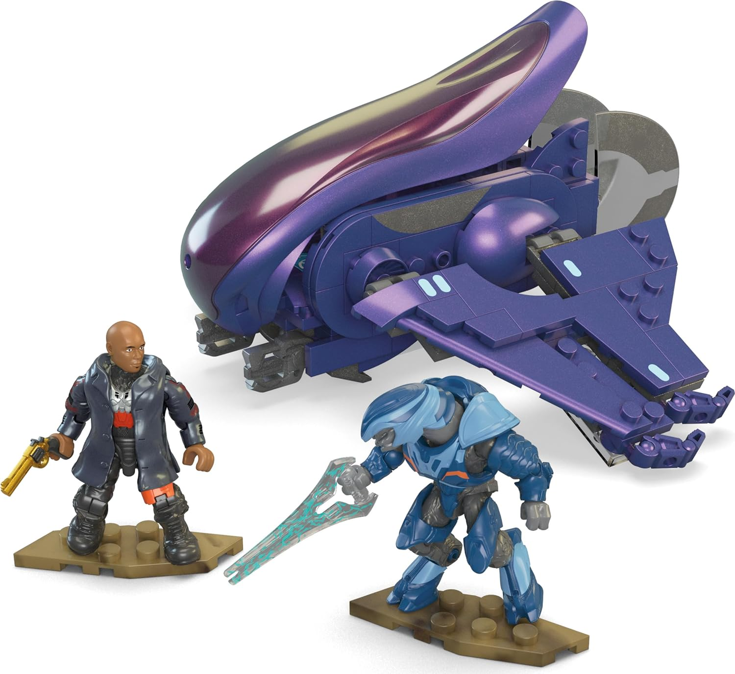 MEGA Halo Renegade Banshee - Buildable Renegade Banshee Airplane Includes 2 Super Poseable Collectible Figures, 205 Building Blocks and Pieces, for Ages 13+ - HNC56
