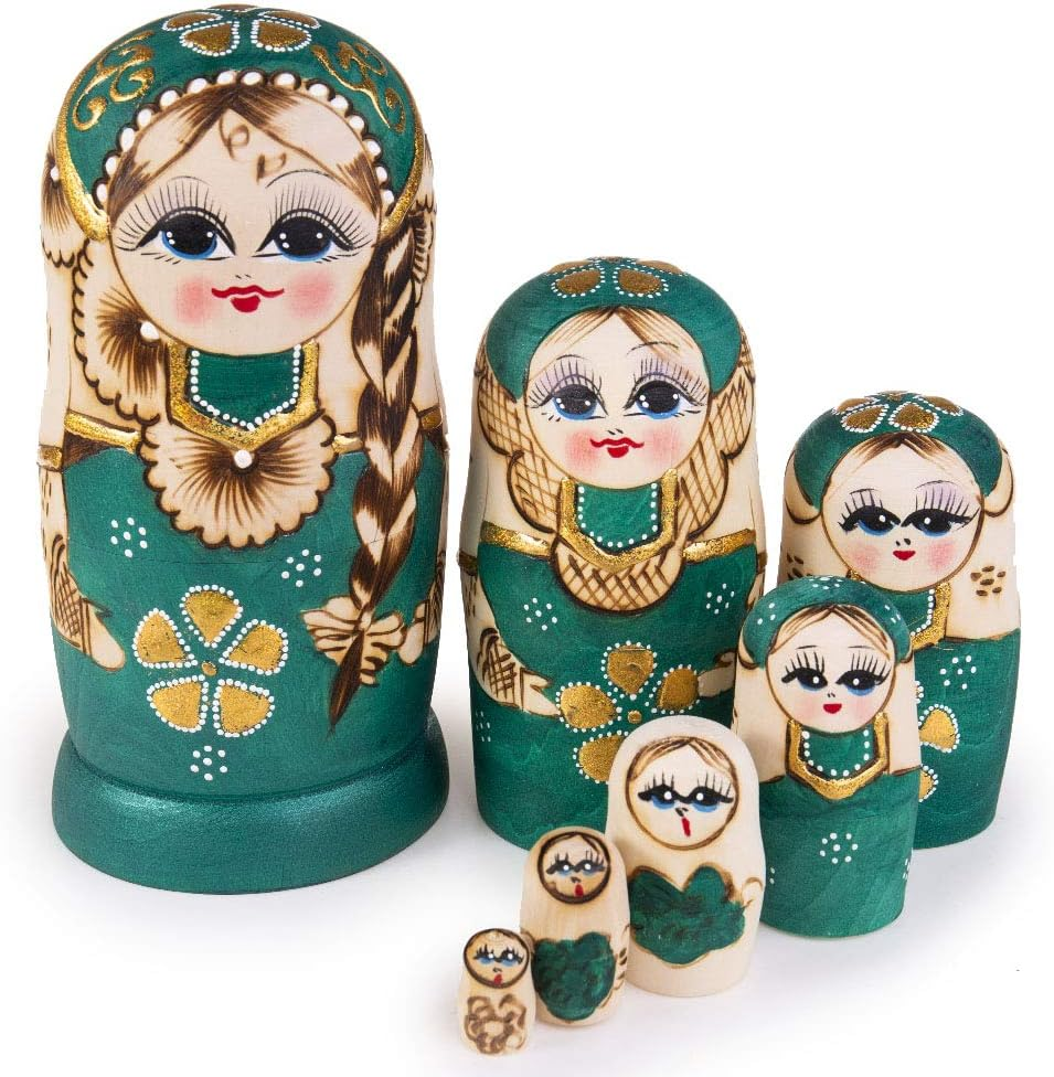 Russian Nesting Dolls Matryoshka Wood Stacking Nested Set 10 Pieces Handmade Toys for Children Kids Christmas Mother'S Day Birthday image number 1