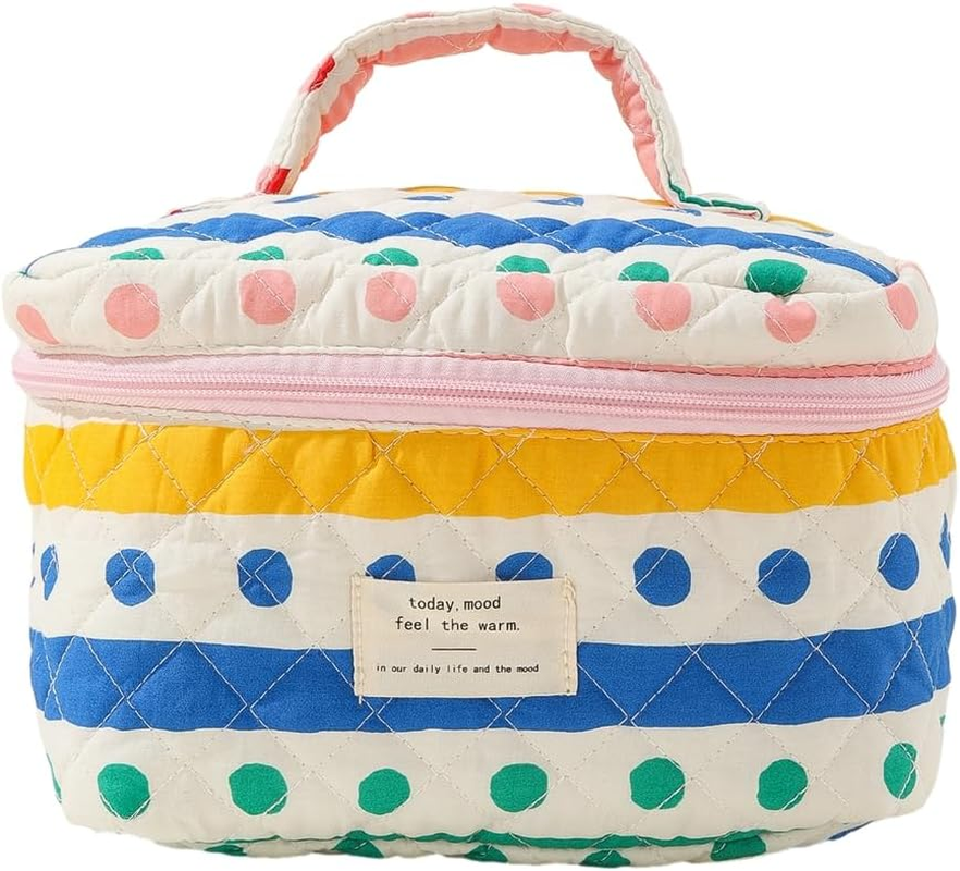 DDPOND Makeup Bag Quilted Toiletry Bags Cosmetic Bag for Travel Makeup Organizer Bag