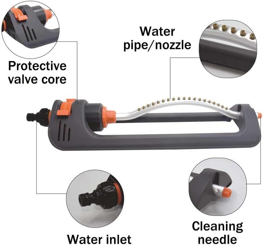 Garden Lawn Sprinkler, Oscillating Square Sprinkler, 4 Adjustable Sprinkler Range, Garden Sprinkler 180&deg; Large Areas image number 5