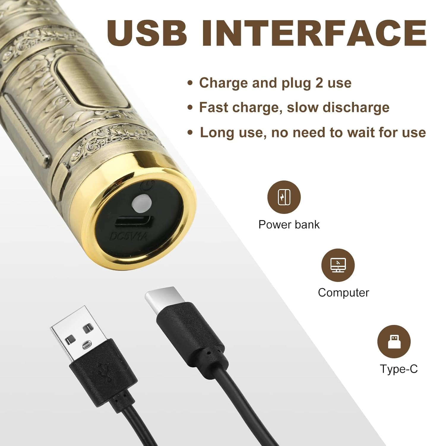 Professional Hair Trimmer for Men, Beard Trimmer Hair Clippers for Men, Cordless Rechargeable Hair Trimmer Metal Body Cutting Grooming Kit,Beard Shaver Barbershop (Bronze) image number 1