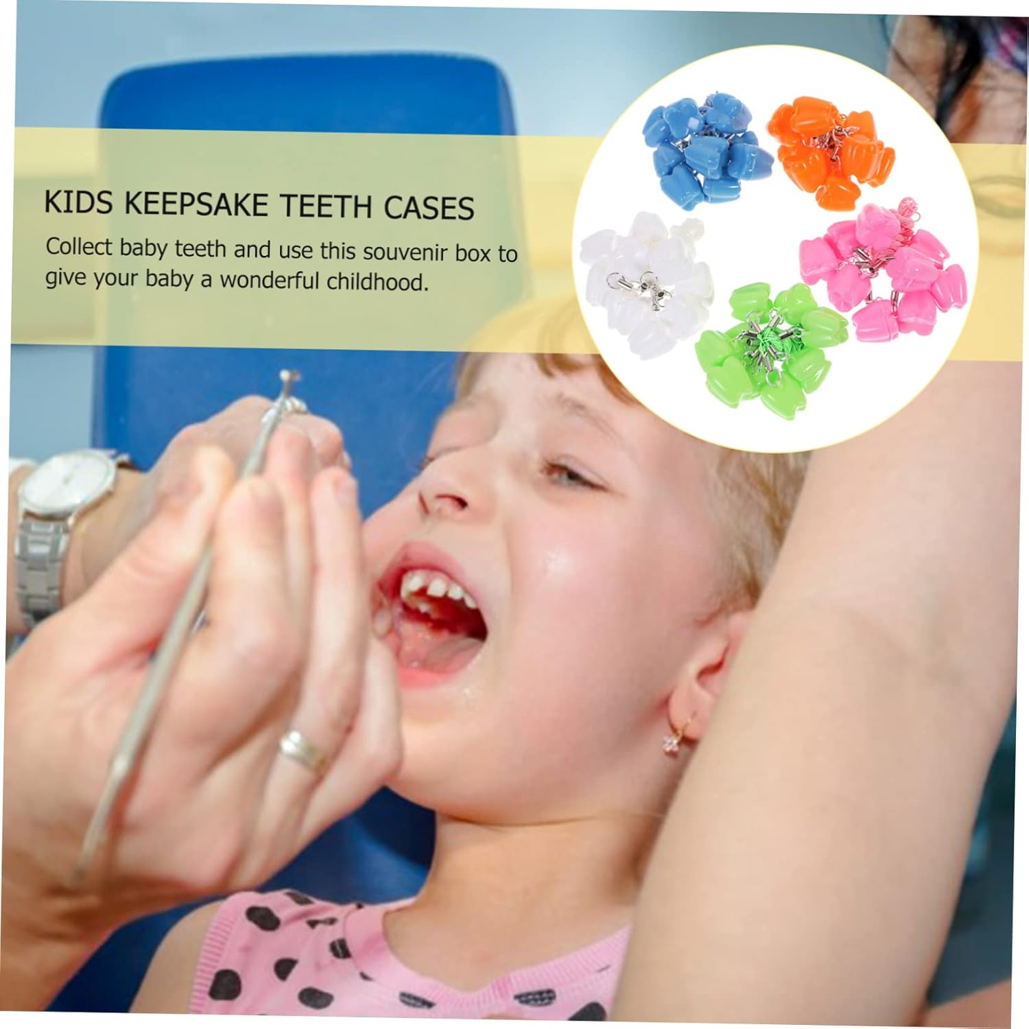 50Pcs Tooth Storage Box Plastic Keepsake Organizer for First Lost Teeth Safe Smooth Finish Boys Girls Random Colors Included image number 5