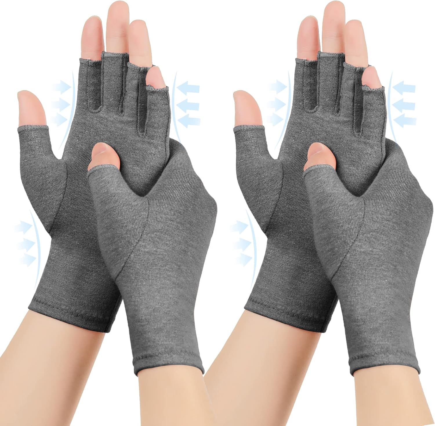 Arthritis Compression Gloves - 2 Pairs, Relieve Arthritis, Carpal Tunnel Pain, Warm & Moisture Absorbing