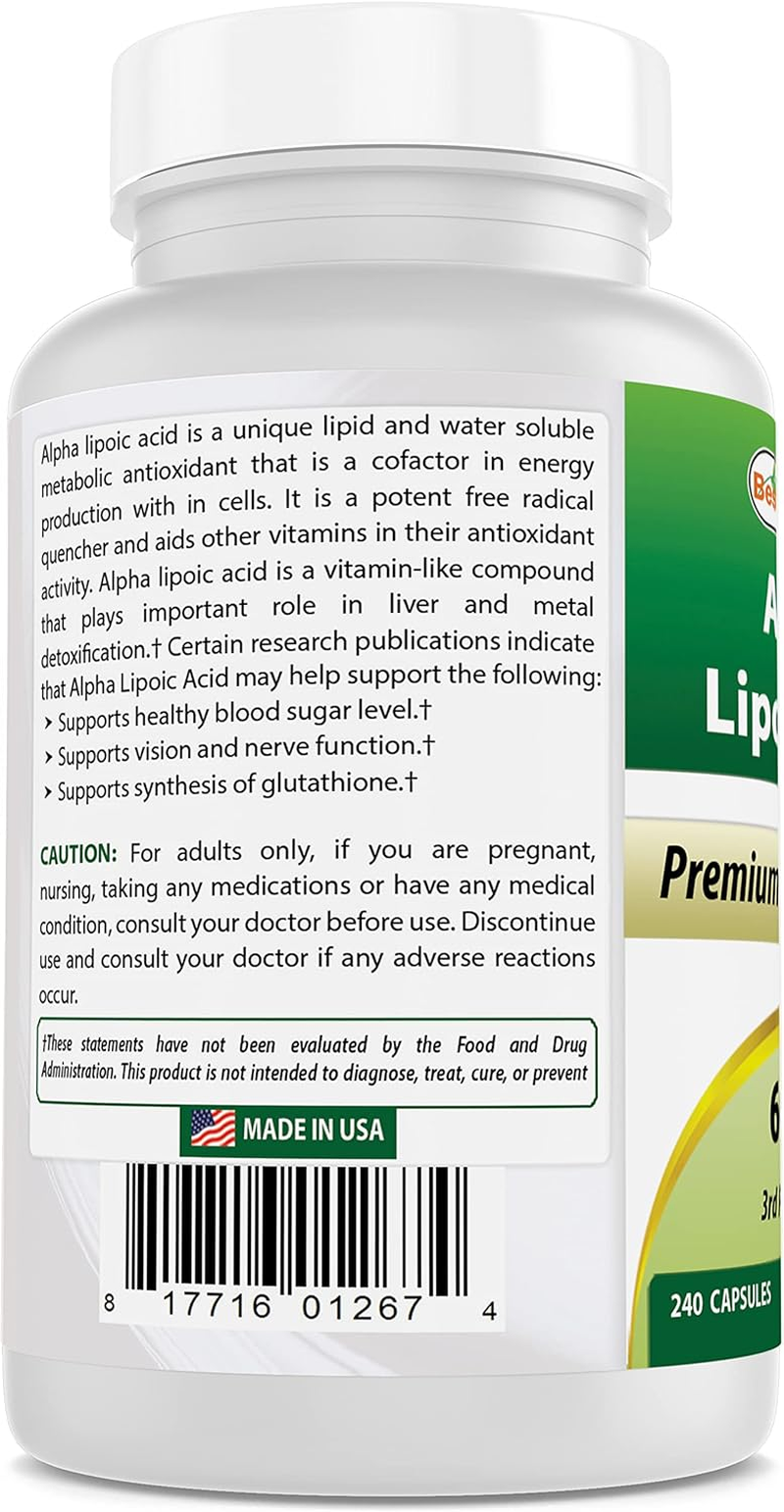 Best Naturals Alpha Lipoic Acid (ALA) 600 Mg 240 Count (Pack of 2) image number 5