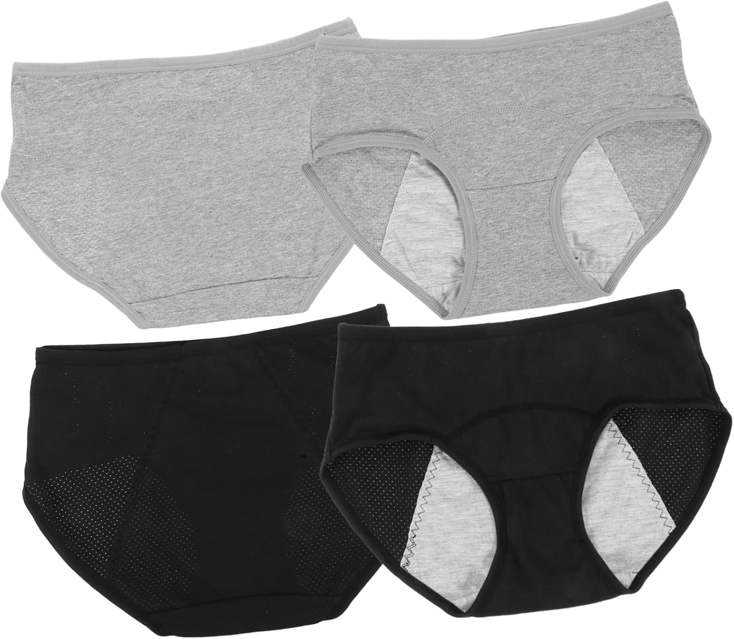 NOLITOY Leakproof Women Panties Breathable Cotton Period Underwear for Heavy Flow Days Soft and Comfortable Leakproof Briefs for Women Grey
