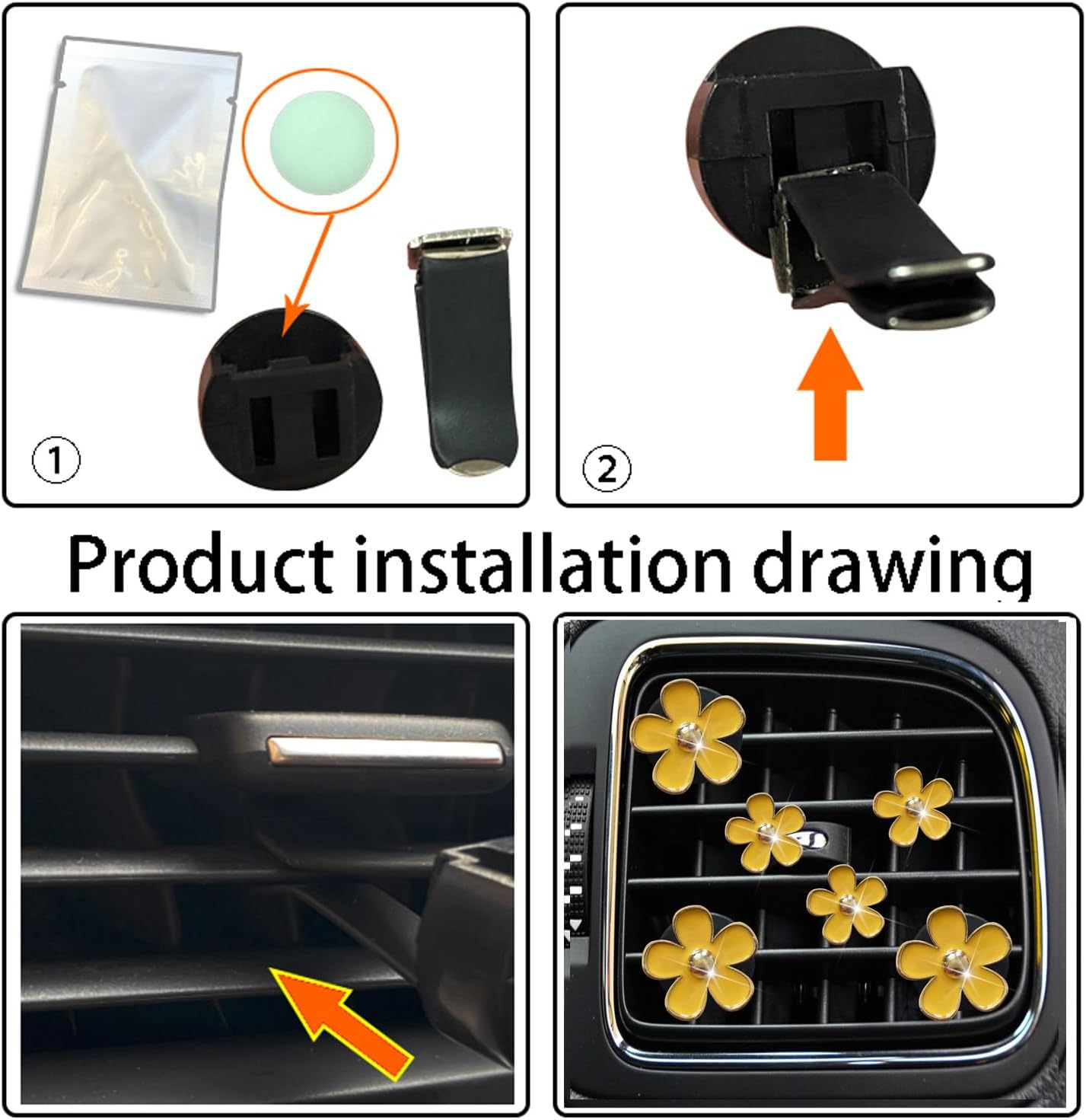 Daisy Air Vent Clips, 6 Pcs Cute Flower Car Air Conditioning Outlet Clip Car Air Freshener Clip Charm Car Interior Decor Charm Colorful Car Interior Accessories for Girls Women (Yellow Purple White) - Pink Purple Rose image number 6