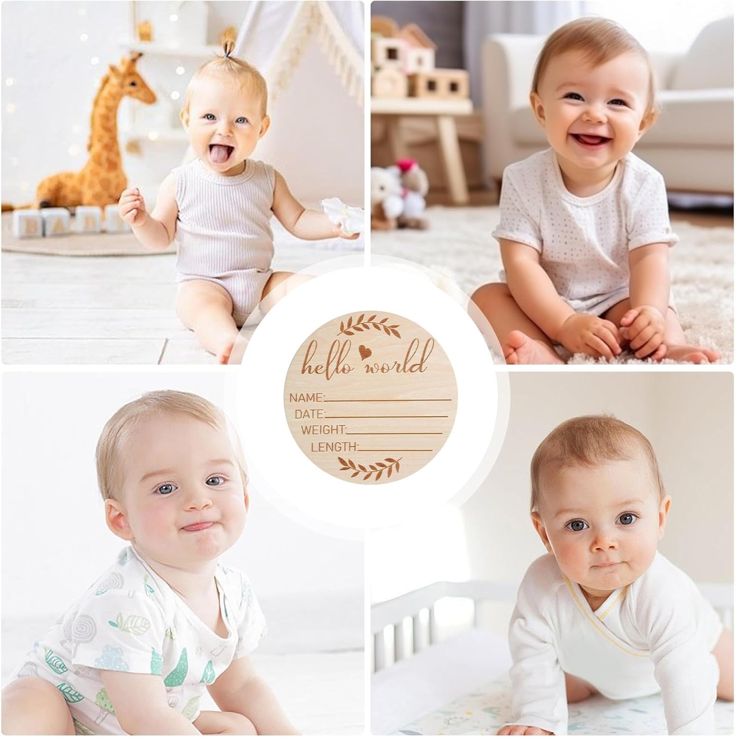 Baby Announcement Sign,Wooden Baby Birth Sign 5.9 Inch | Unique Baby Name Announcement Sign for Welcome Baby Come image number 5