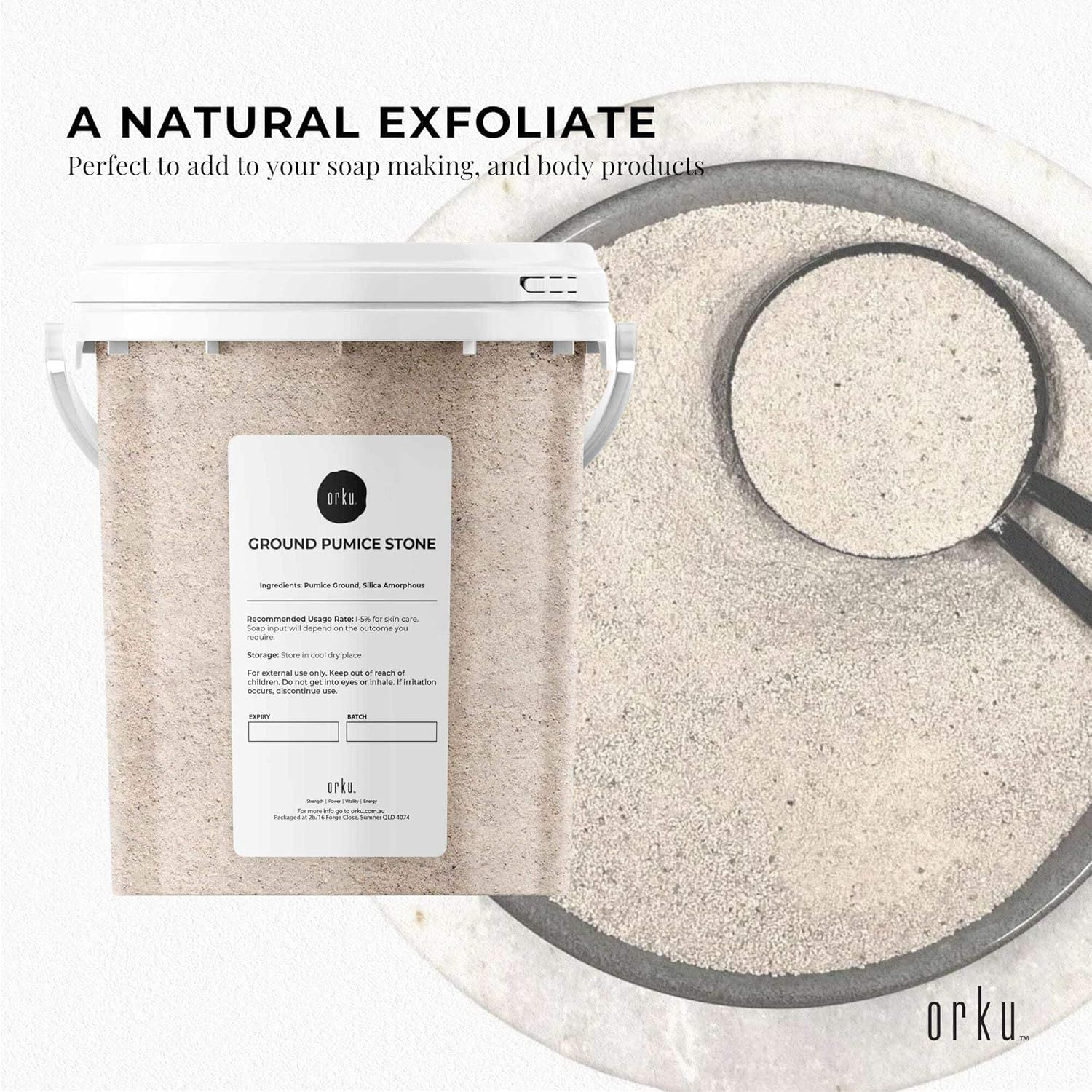 Ground Pumice Stone Granular Powder Tub Eco Exfoliant Body Scrub Soap Additive image number 1
