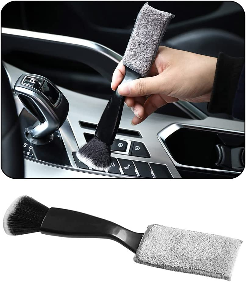 Double Head Brush for Car Cleaning, Detailing Interior and Exterior - Soft Bristles (Black, 1 Pack) image number 1