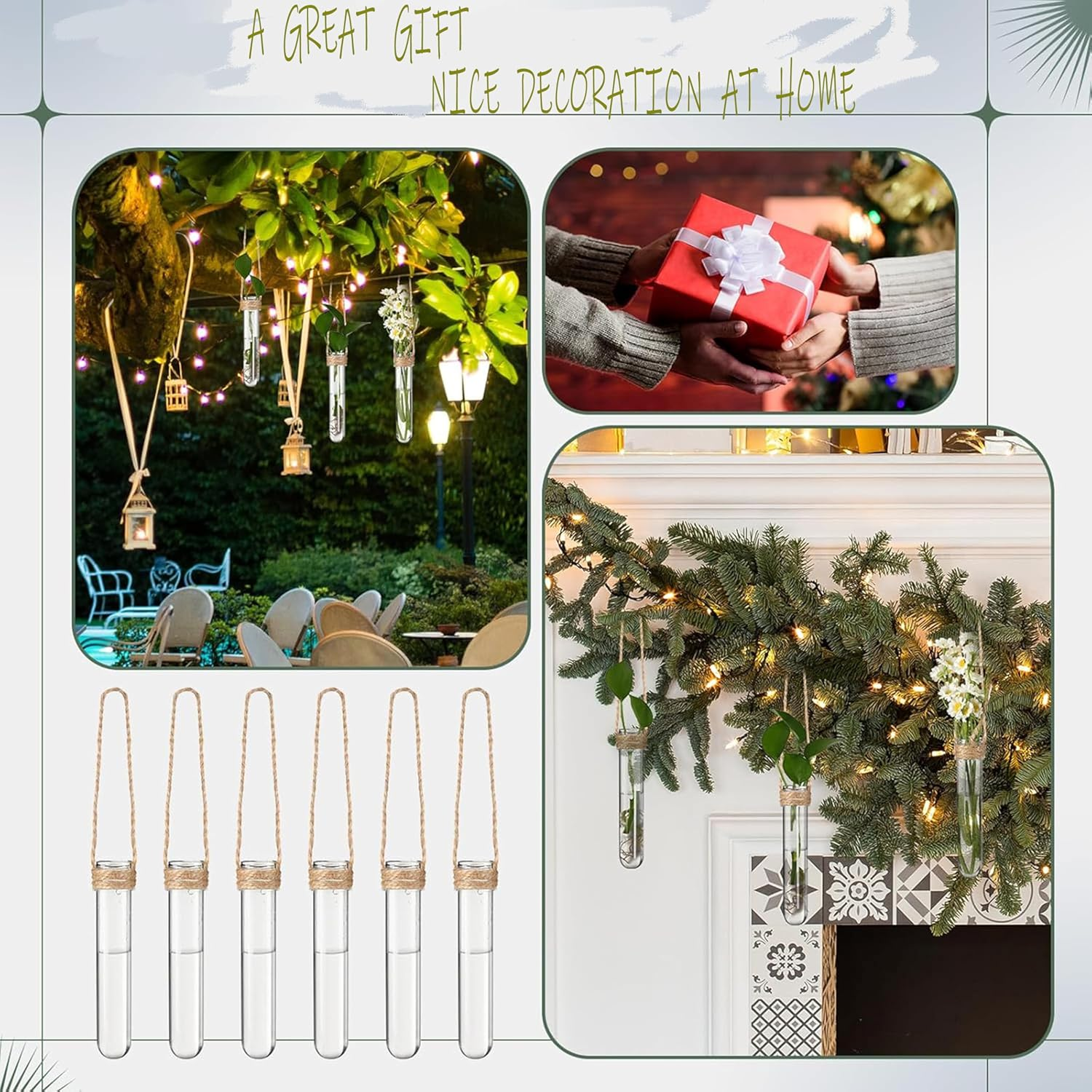 12-Pack Glass Hanging Vases,Flower Decor,Wall Planters for Plant Propagation Station,Wall Mounted Vase Cultivation,Ideal for Hydroponics in Home,Office,Or Garden,Great Gift image number 3