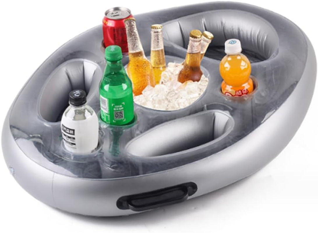 Inflatable Floating Drink Holder with Large Capacity Drink Float for Pools & Hot Tub ，Fun Inflatable Floating Drink Holder for Pool with Cup Holder，Beverage Swimming Pool Table Float for Adults