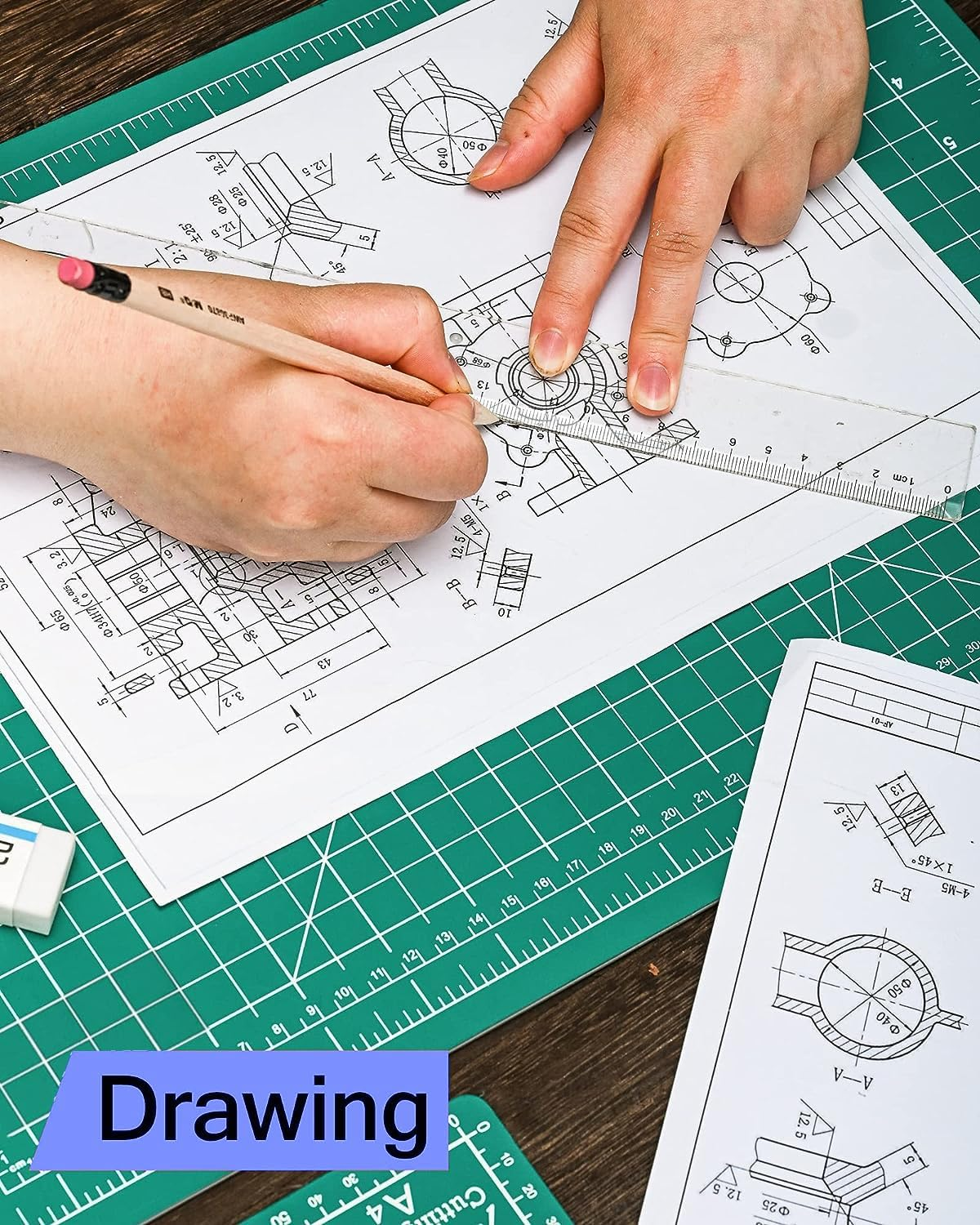 ETHEL Self Healing Cutting Mat，Self Healing Sewing Mat, 9Inch X 12Inch Rotary Cutting Mat Double Sided Craft Cutting Board for Sewing Crafts Hobby Fabric Precision Scrapbooking Project (A4) image number 2