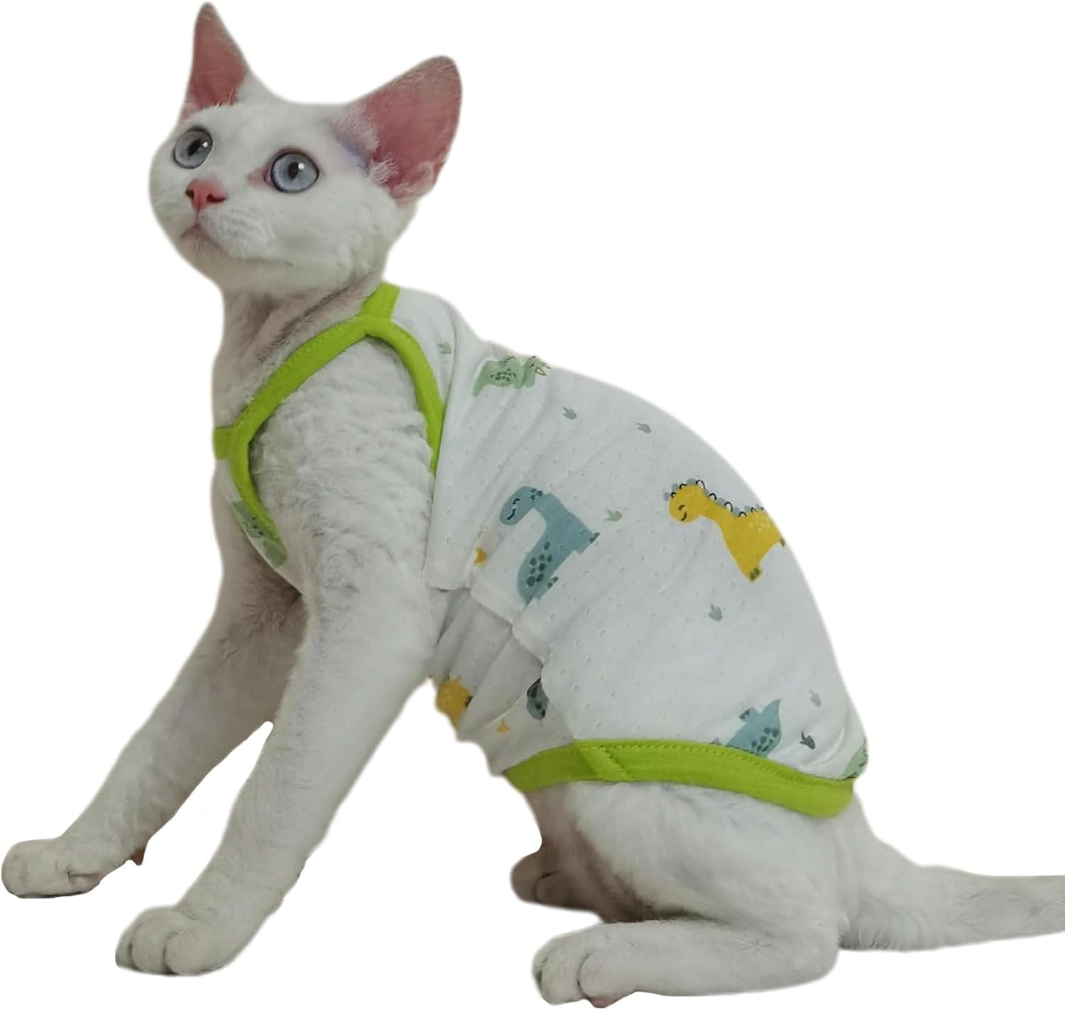 IUOUTG Sphynx Cats Shirt Pure Cotton Hairless Cats Clothes Cute Summer Thin Cat Pullover Vest Cats Pajamas with Cartoon Print Kitten Sling Vest for Sphynx Devon Cornish Peterbald image number 1