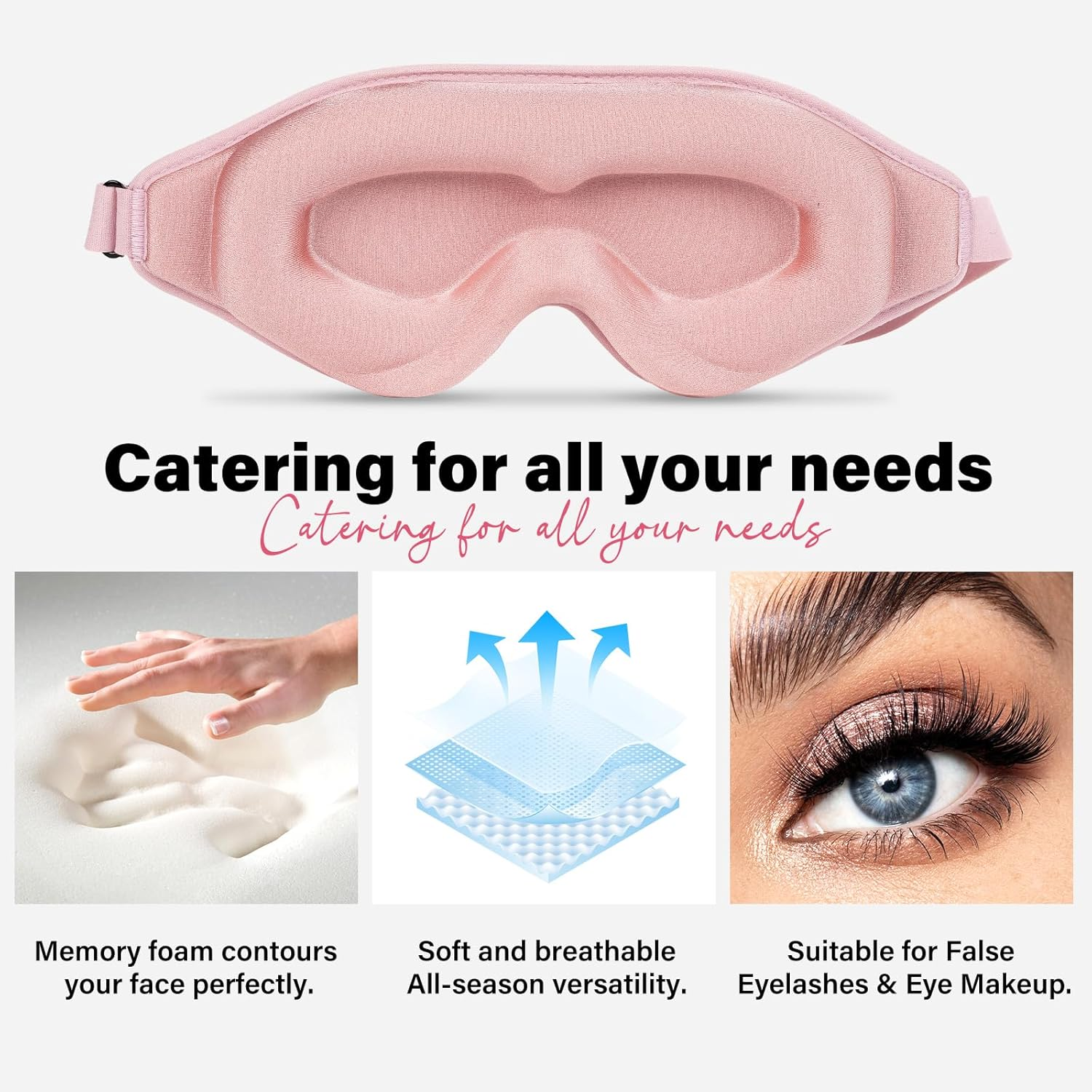 3D Sleep Mask Cotton Light Blocking Sleep Eye Mask No Eye Pressure Soft Breathable Comfortable Blindfold Sleep Mask for Lash Extensions/Travel/Sleeping/Shift Work/Meditation/Yoga/Nap