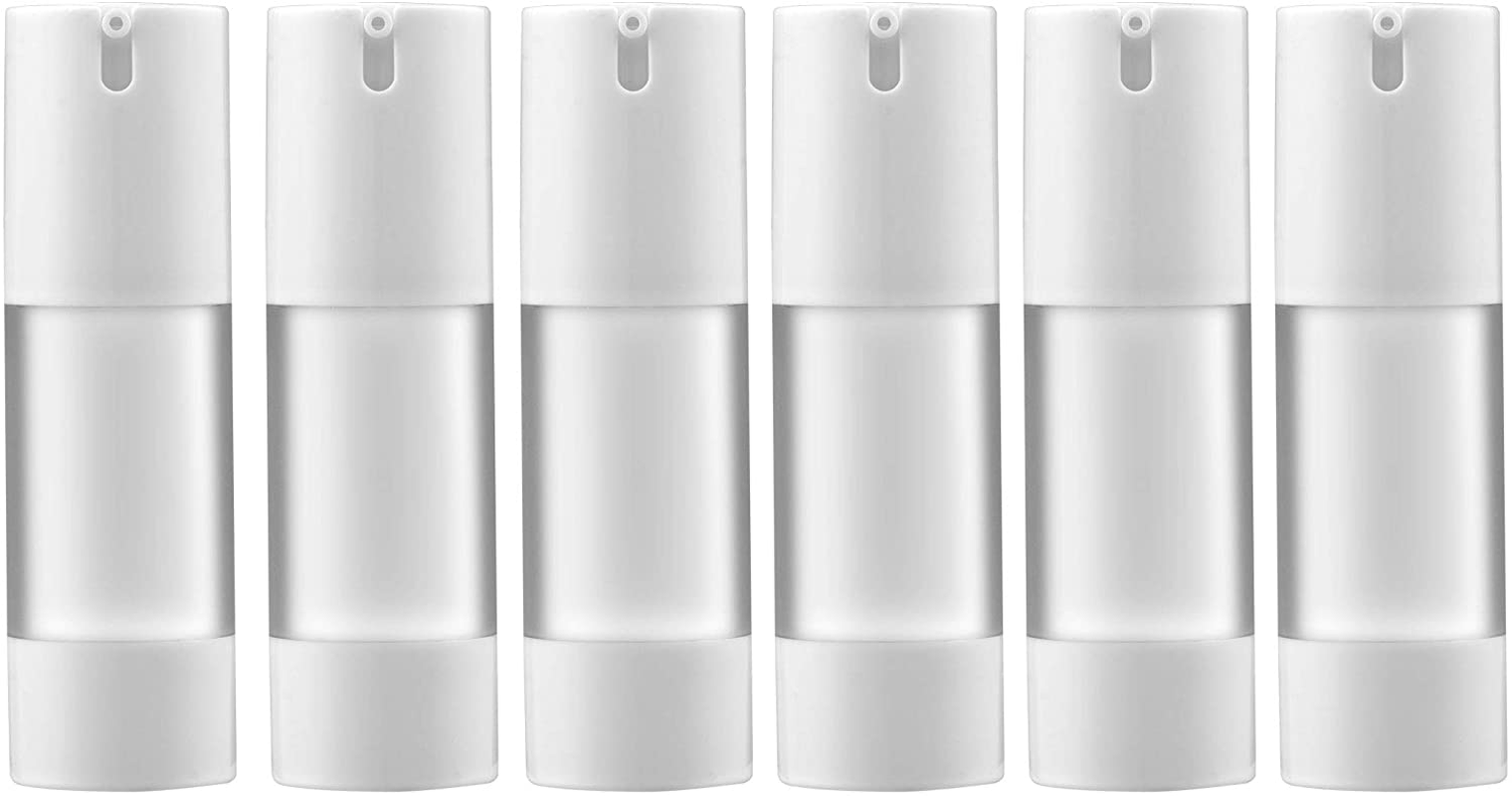 Longway 1 Oz 30Ml Clear Airless Cosmetic Cream Pump Bottle Travel Size Dispenser Refillable Containers/Foundation for Shampoo (Pack of 6)