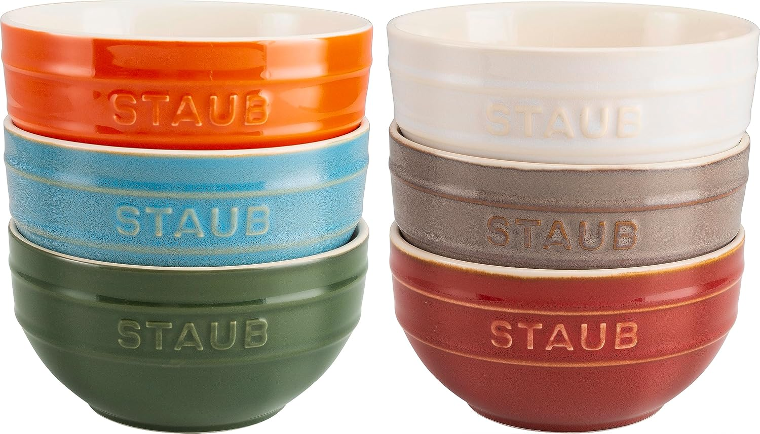 STAUB Ceramique Macaron Bowls, 400 Ml, Cereal Bowls, Serving Bowls, Dessert Bowls, Mixed Colours, Ceramic, 12 Cm, Set of 6
