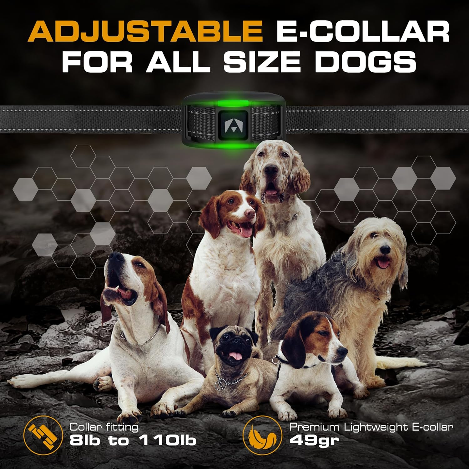 INVIROX Dog Training Collar [2025 Edition] 123 Levels Dog Training Collar with Remote 1100Yd Range E Collar for Dogs Training 100% Waterproof Rechargeable, Manual Bark Collar for Large Dog - Black  Gray image number 3