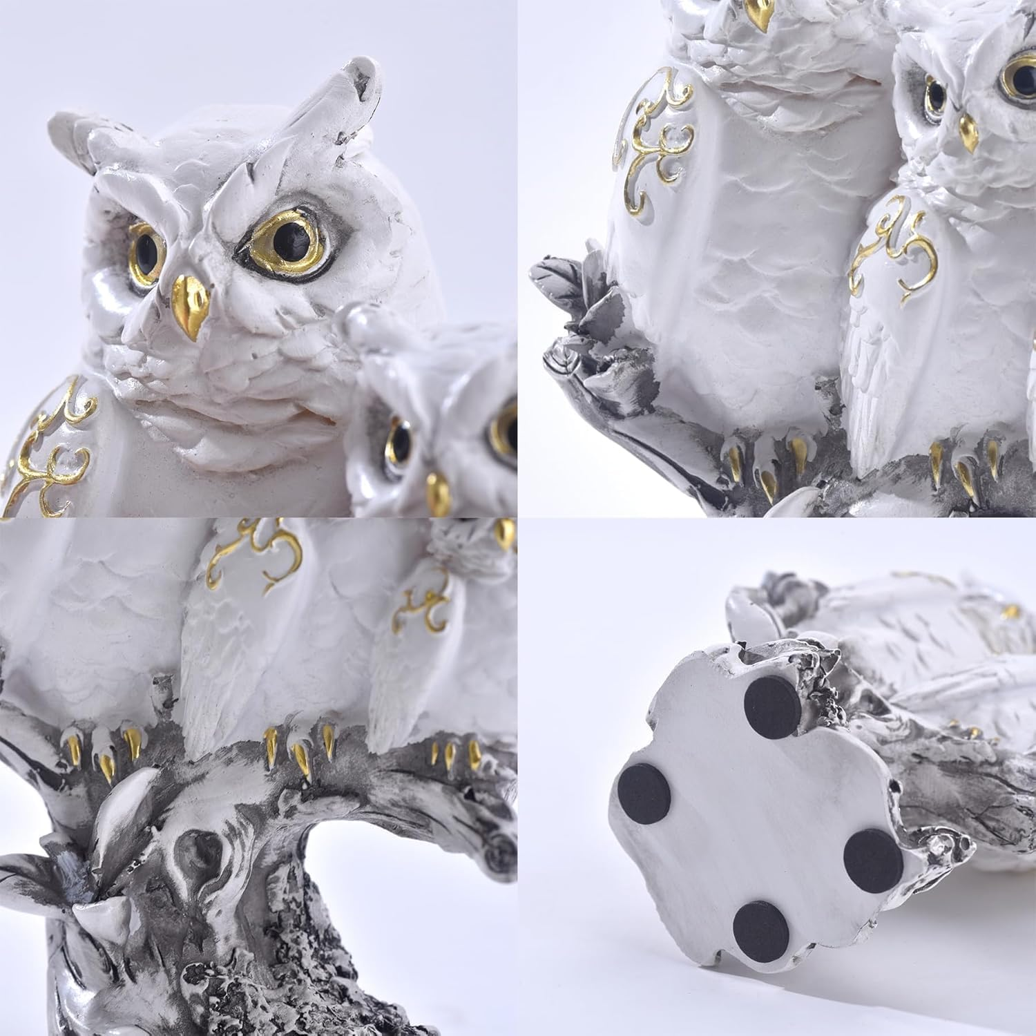 Owl Statue, Figurines Home Decor Accents Indoor Sculptures Small Decorative Objects Animal Sculptures for Bird Lovers Shelves Tv Cabinet Living Room (White) - Black image number 5