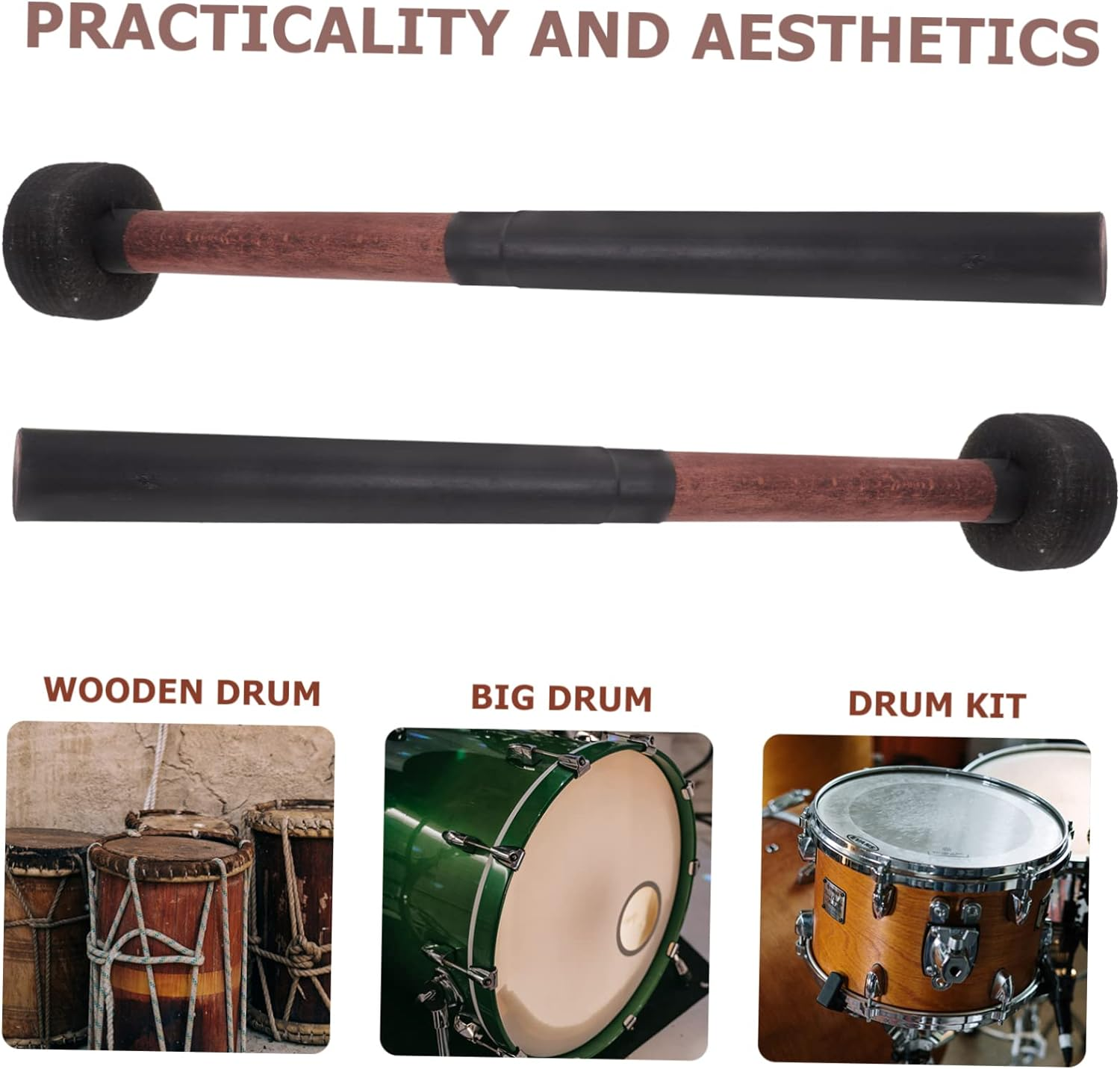 Slip Drum Sticks Bass Drum Mallet for Marching Band Performance Percussion Stick Replacement Musical Instrument Accessory image number 3