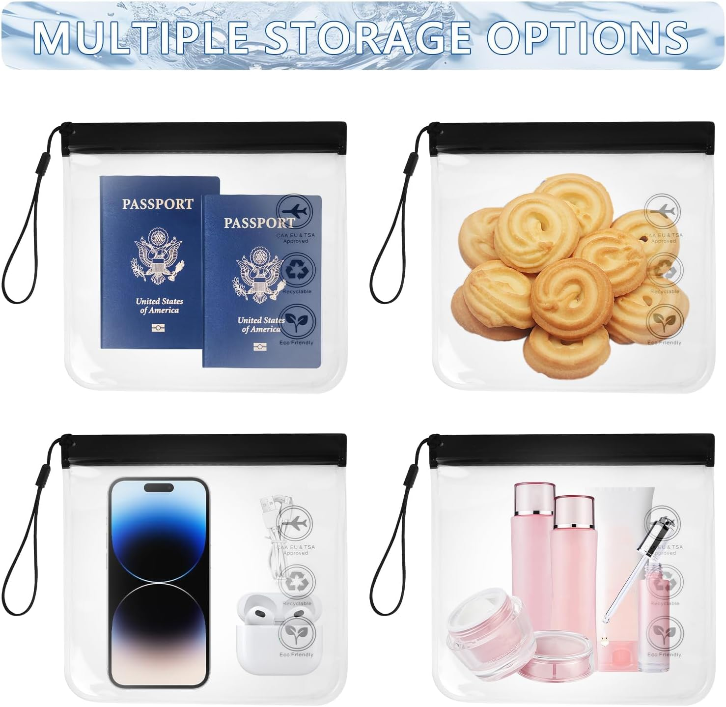 Vervesourced 6Pc Airport Security Liquids Bags, Airport Liquid Bags 20 X 20 Cm, Clear Toiletry Bag for Travel, Clear Plastic Makeup Bag for Women Travel Essentials image number 5