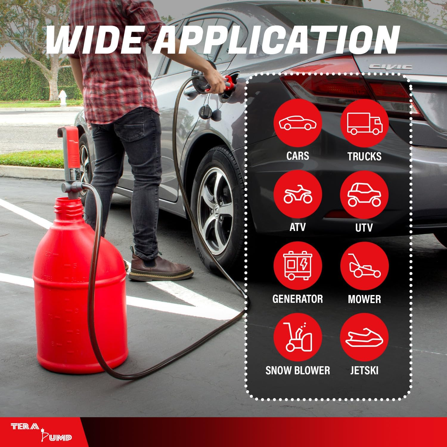 TERA PUMP 2Nd Gen. Battey Powered Portable Transfer Pump for Gasoline Diesel Water DEF Antifreeze (2.3 GPM, 10 Ft Vinyl Hose) with Flow Control and XL Suction Tube image number 5