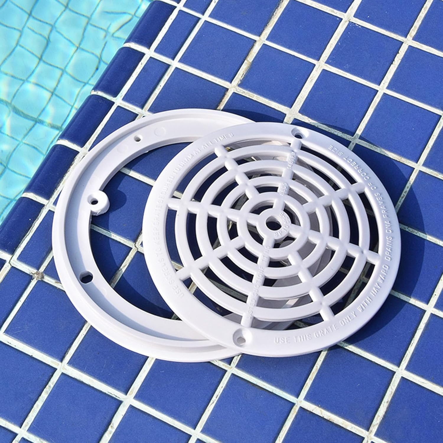 Swimming Pool Drain Port Cover Water Outlet Drainage Accessories for Pool Drainer Keep Pool Clean ABS Pool Main Grate Replacement with Screws Easy to Install Diameter 20.3Cm/7.99Inch