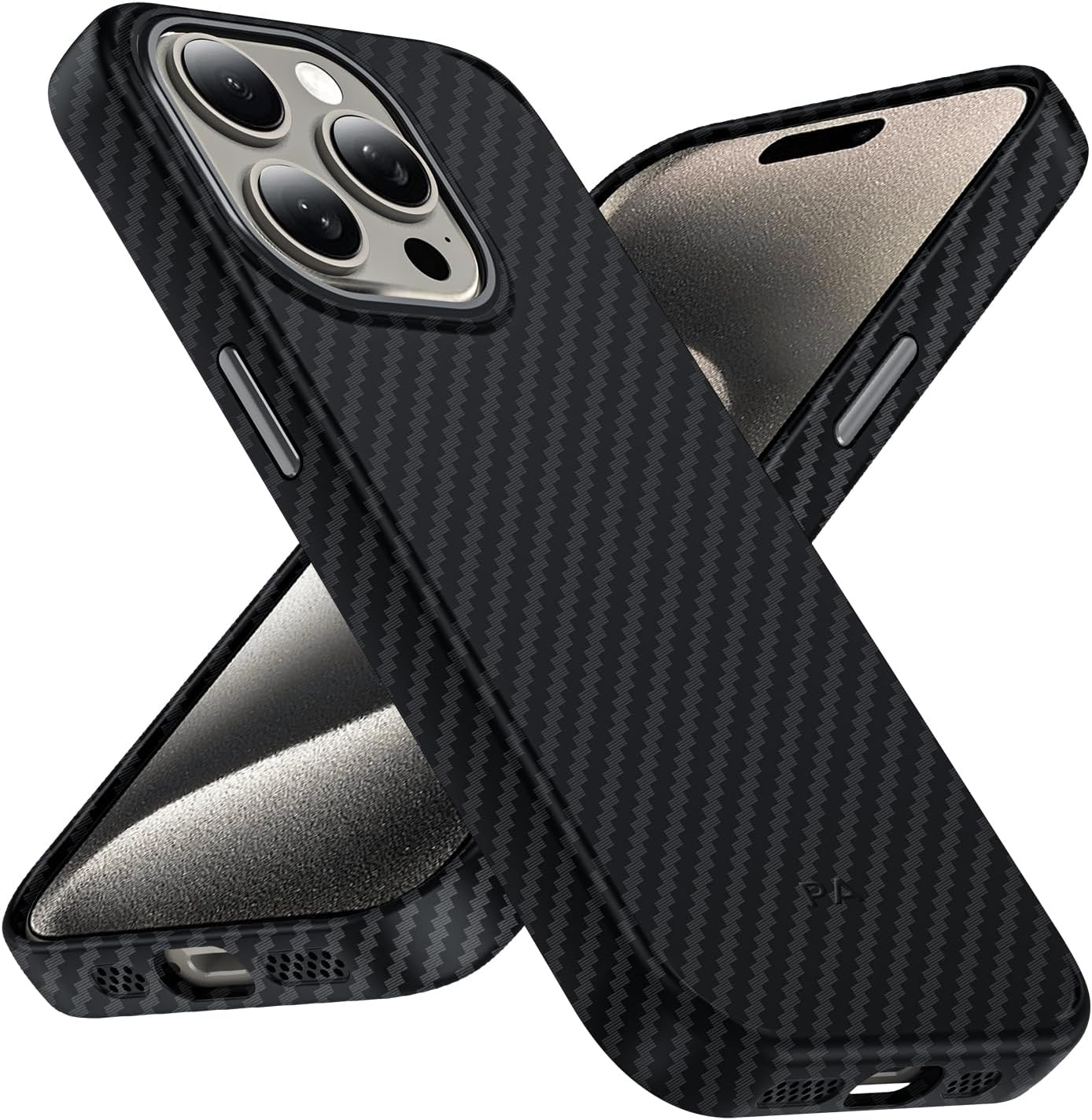 Phoneaura Magcase Deluxe Carbon Case for Iphone 17 Pro, Compatible with Magsafe, Carbon Case, Iphone 17 Pro, Protective Glass Case, Mobile Phone Case (Carbon Look + 2 Protective Glasses + 1 Camera