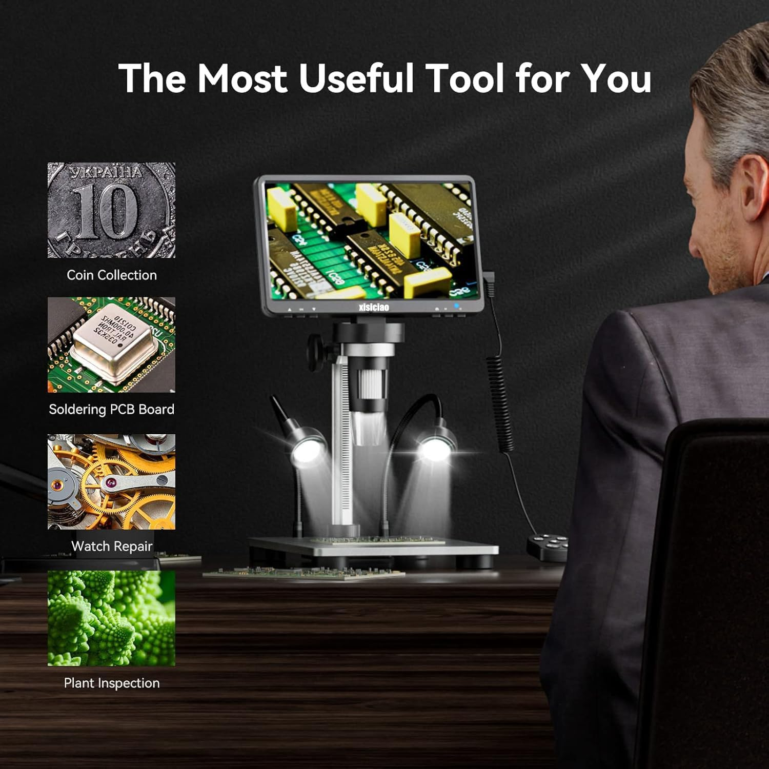 Digital Microscope, 7" LCD Handheld, 1200X Magnification, 12MP, 1080P Portable Microscope, Windows/Mac Compatible image number 1