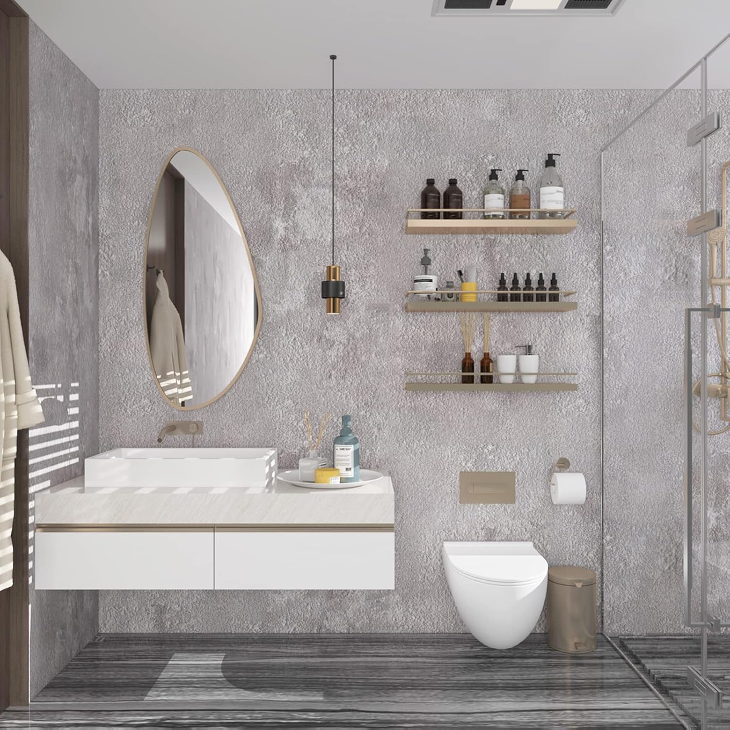 Grey Lime Wash Wallpaper 15.7"X236" Cement Wallpaper Peel and Stick Modern Concrete Contact Paper Waterproof Removable Self Adhesive Industrial Wallpaper for Bedroom Living Room Bathroom Walls image number 6