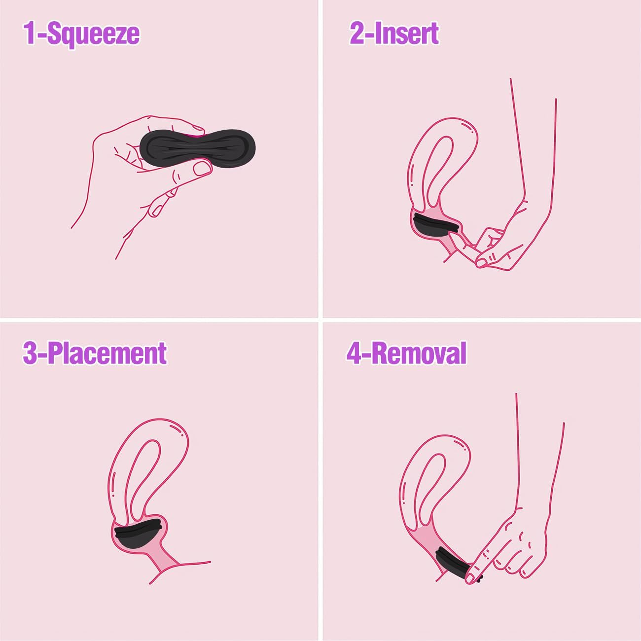 Menstrual Cup,Large Capacity Thin Fit Menstrual Disc,Menstrual Cup Wear for 12 Hours,Period Disc with Medical Grade Silicone,Reusable Menstrual Flow Cup for Women Periods,Black image number 3