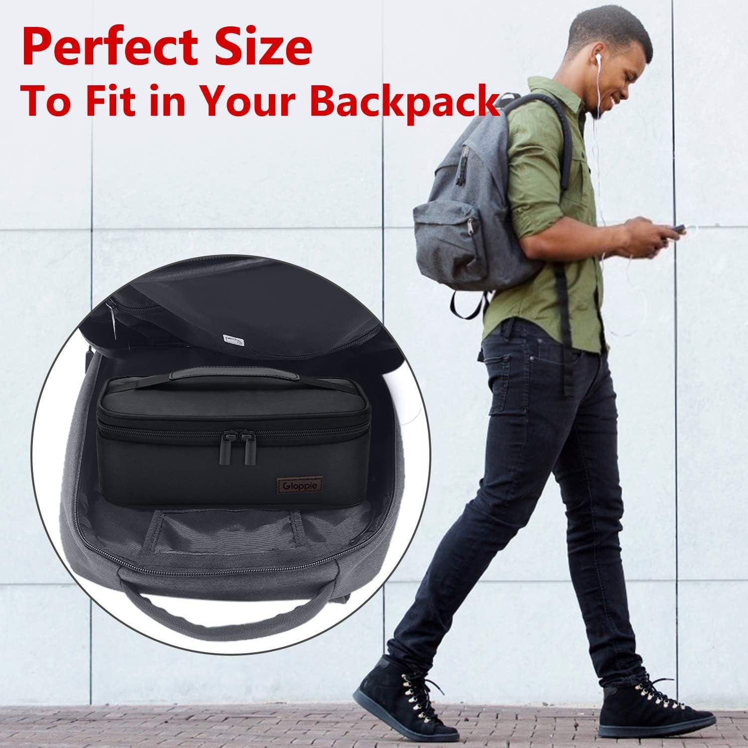 Gloppie Small Lunch Bag for Men Women Insulated Lunch Box Mini Lunchbox Kids Lunch Box Bag Adult Portable Cooler Bags Reusable Snack Bag Black - E. Green image number 6