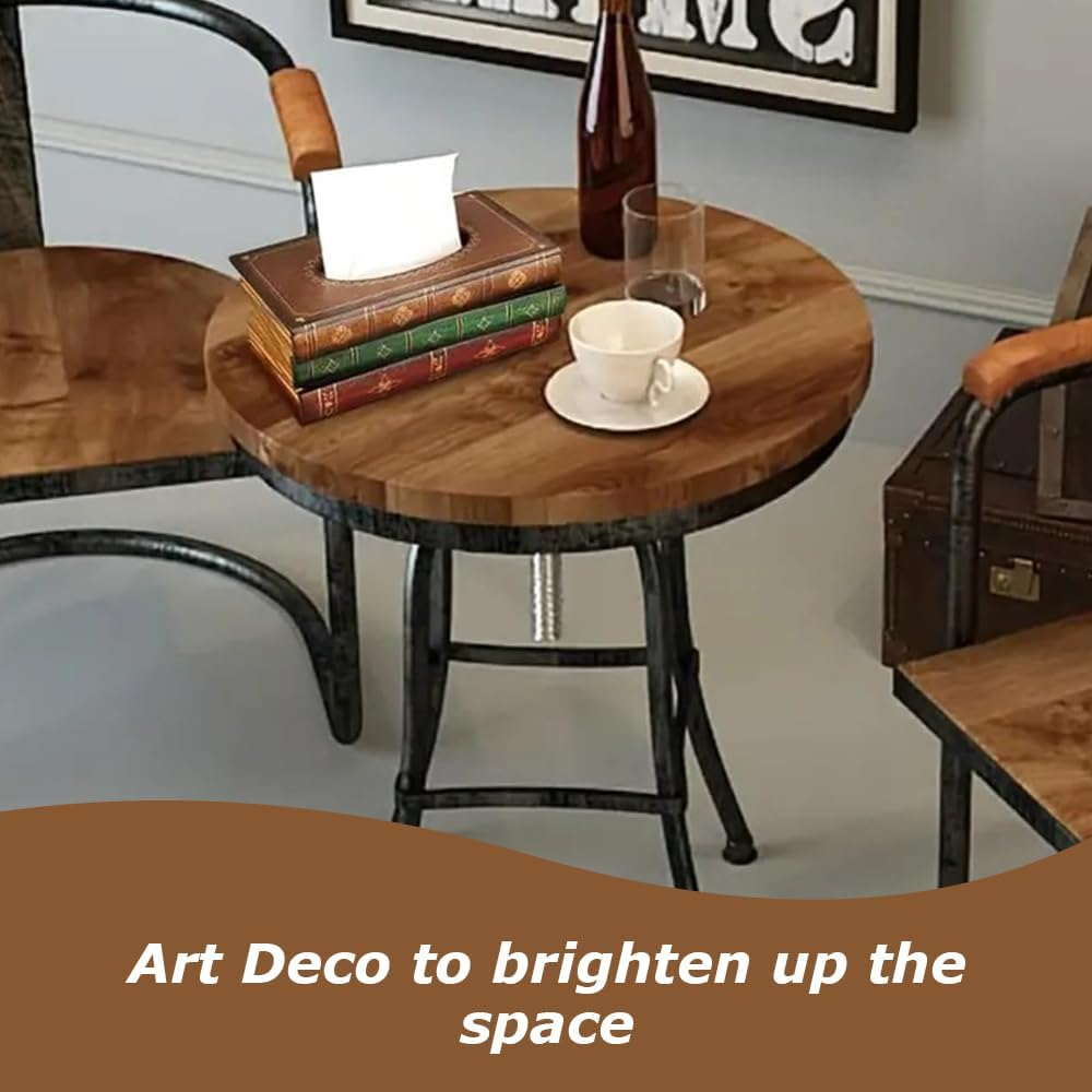 Square Tissue Box Holder with Durable Material, Antique Book Tissue Holder Dispenser, Retro Wooden Antique Book Tissue Box, Decor for Bathroom, Living Room, Office, Car, Kitchen image number 3