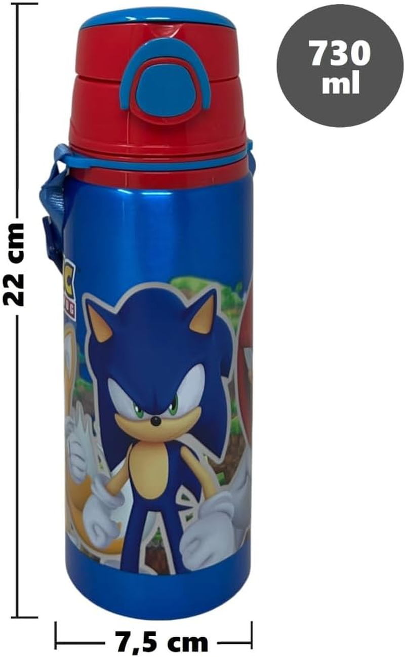 Aluminium Water Bottle with Straw Sonic 730Ml Automatic Pop up Bottle for Kids Shoulder Strap Supplied - Bluey image number 3