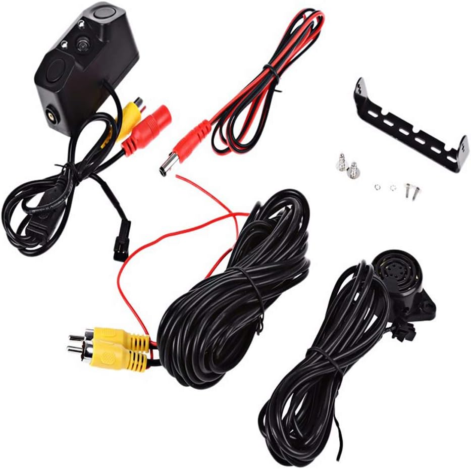 Polarlander 3 in 1 Rear View Camera Waterproof Video Parking Sensor Car Reverse Backup Camerawith 2 Radar Detector Sensors Bibi Alarm image number 3