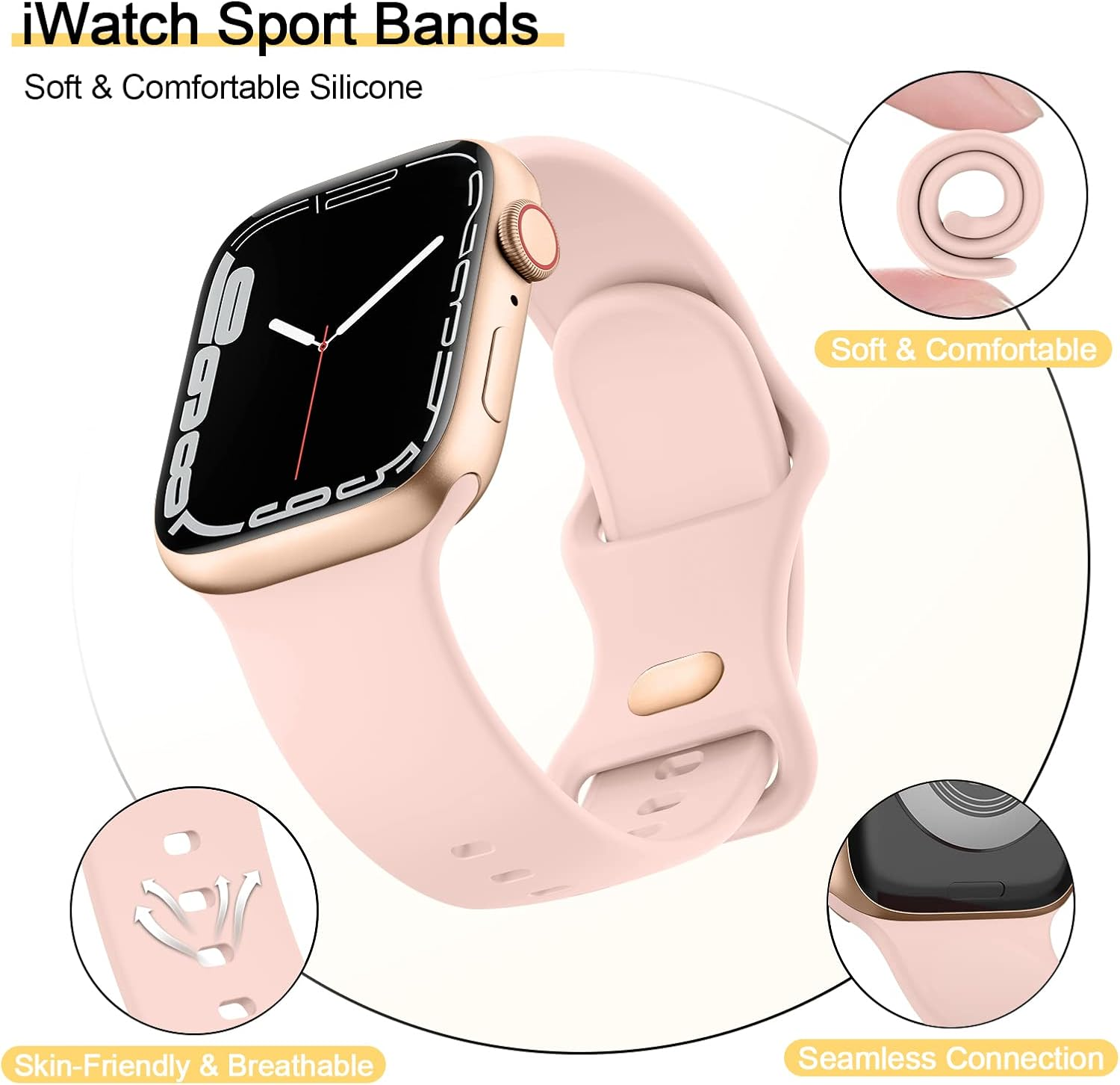 [4 Pack]Silicone Bands for Apple Watch Bands Women Men 49Mm 45Mm 44Mm 42Mm 41Mm 40Mm 38Mm, Soft Adjustable Comfortable Replacement Sport Strap for Iwatch Ultra/Iwatch Series 10/9/8/7/SE/6/5/4/3/2