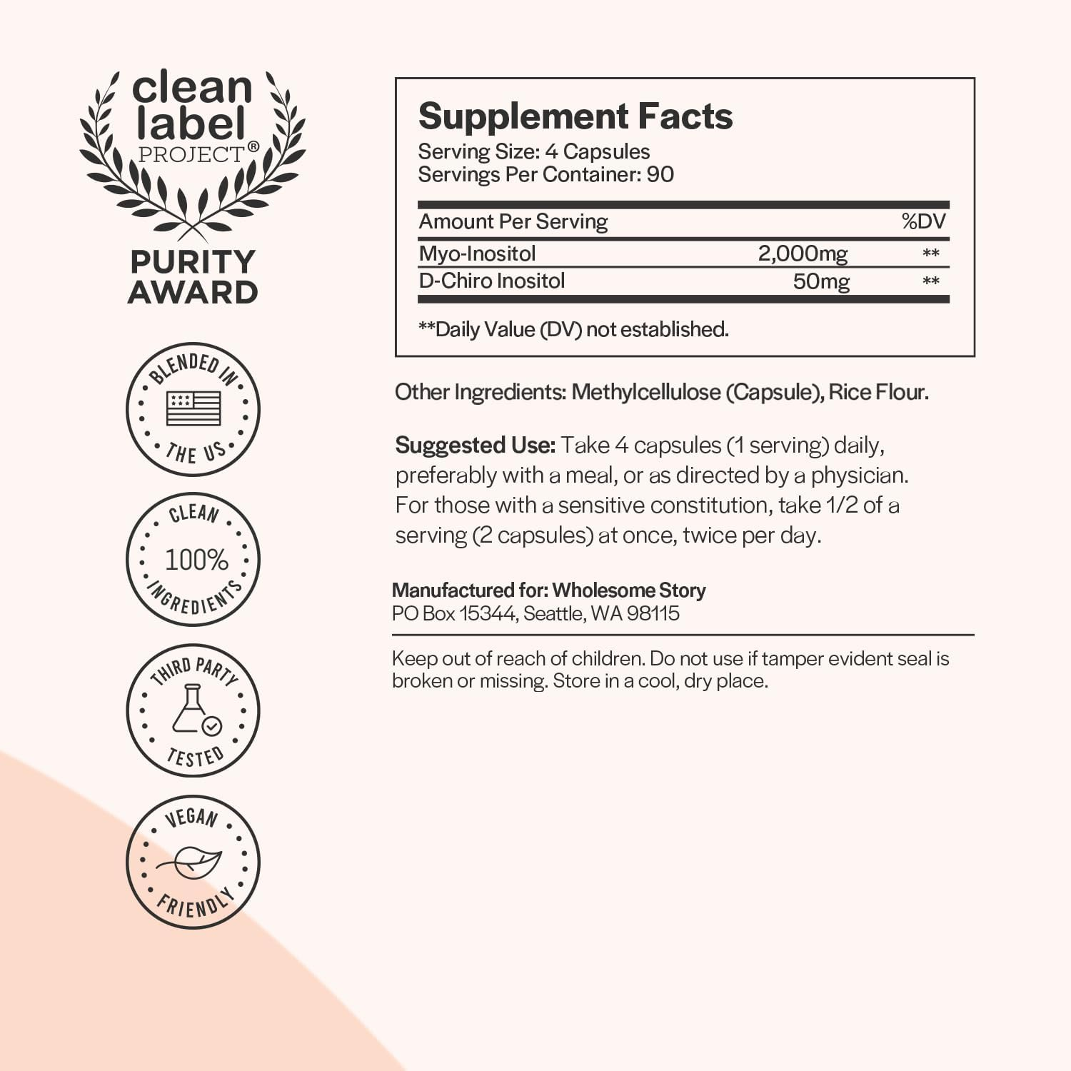 Myo-Inositol & D-Chiro Inositol Blend | 90-Day Supply | Most Beneficial 40:1 Ratio | Hormonal Balance & Healthy Ovarian Function Support for Women | Vitamin B8 | Made in USA (360 Capsules) image number 4