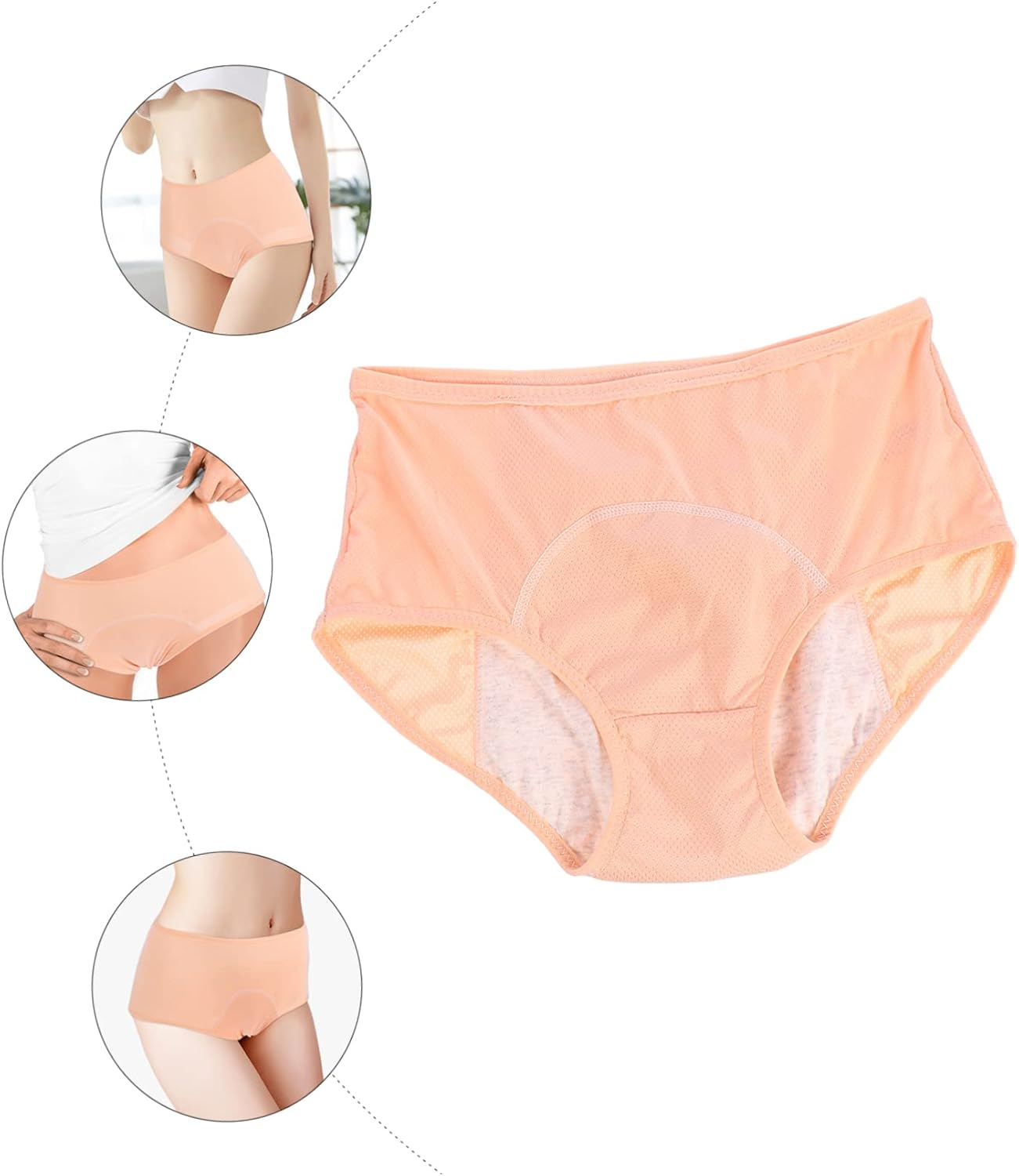 Yardenfun Nylon Fabric Women Menstruation Pants Menstrual Underpants Menstruation Pants Beige Menstrual Briefs for Female image number 5